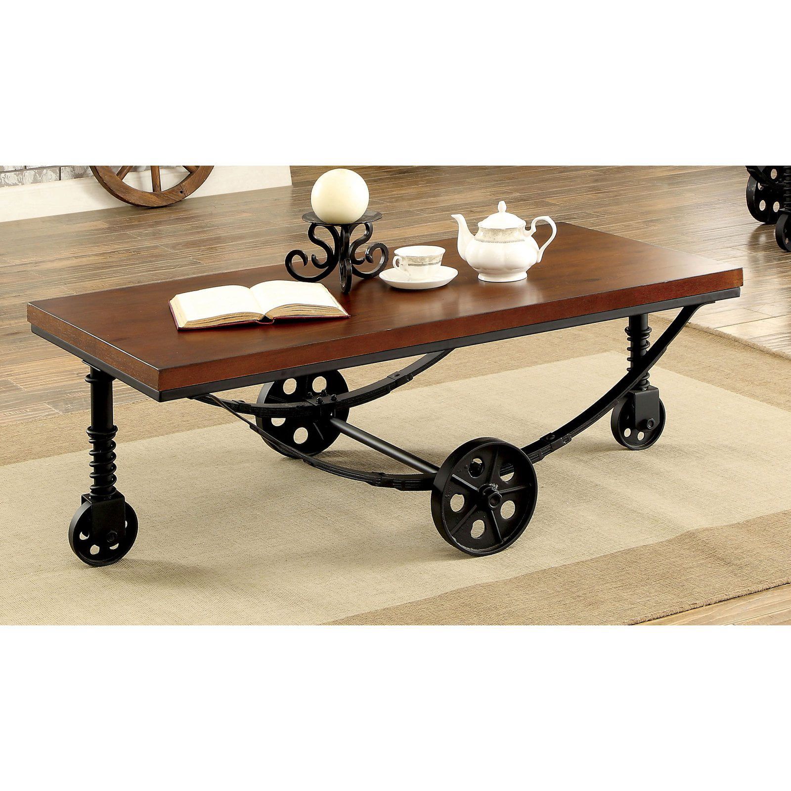 Furniture Of America Mator Industrial Style Caster Wheel Coffee Table Throughout Coffee Tables With Casters (Gallery 3 of 21)