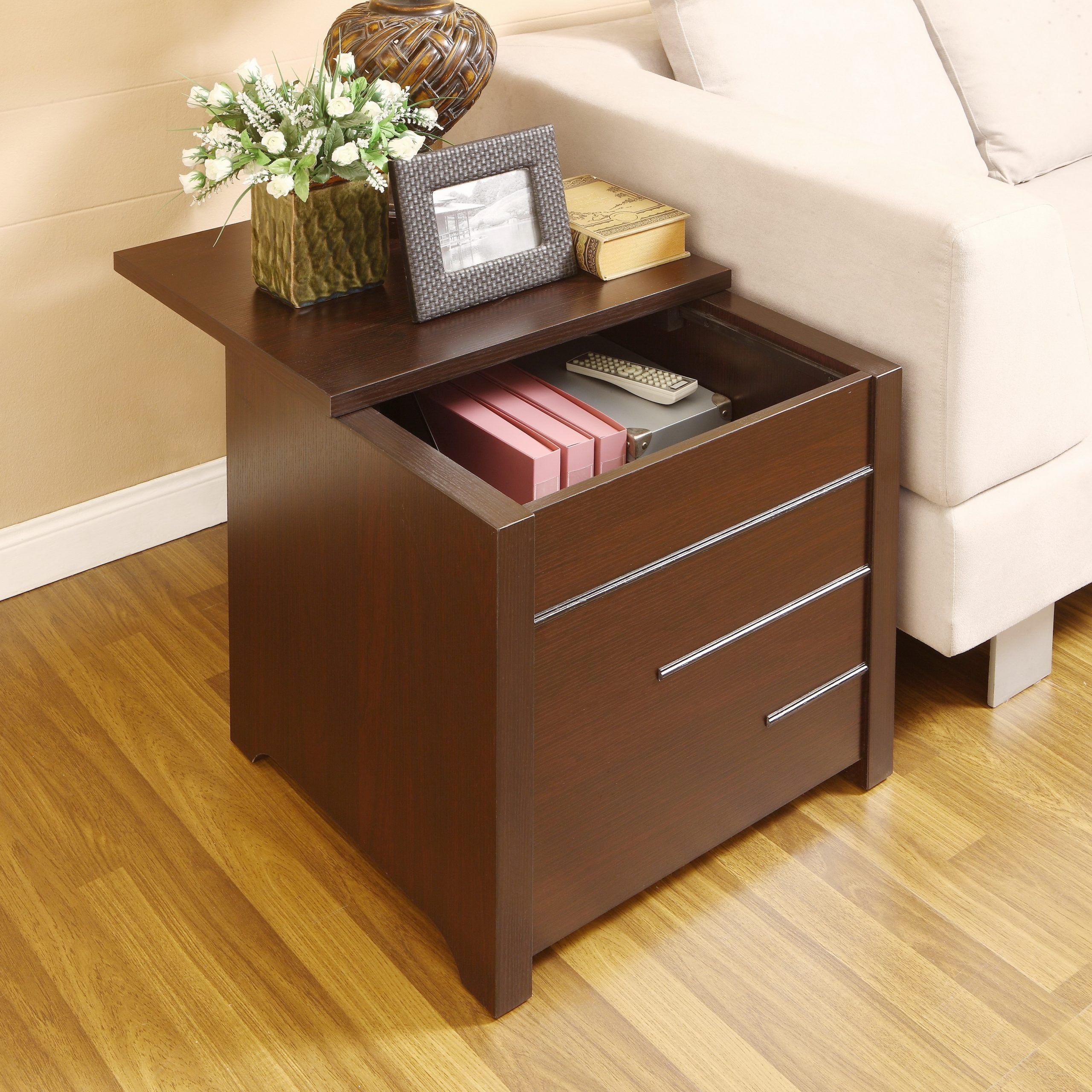 Furniture Of America Max Modern Dark Espresso Hidden Storage End Table Intended For Modern Coffee Tables With Hidden Storage Compartments (View 12 of 20)