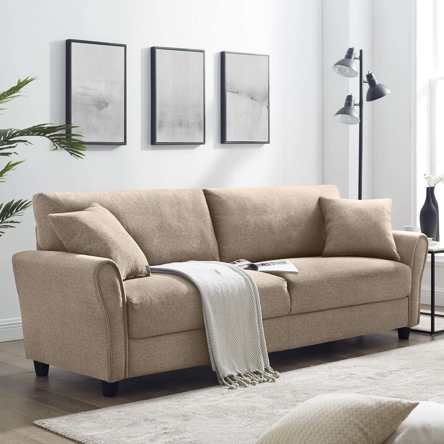 Furniture Sofas & Couches 85 Inch Couch Sofa Modern Upholstered Linen Pertaining To Sofas For Compact Living (View 14 of 20)