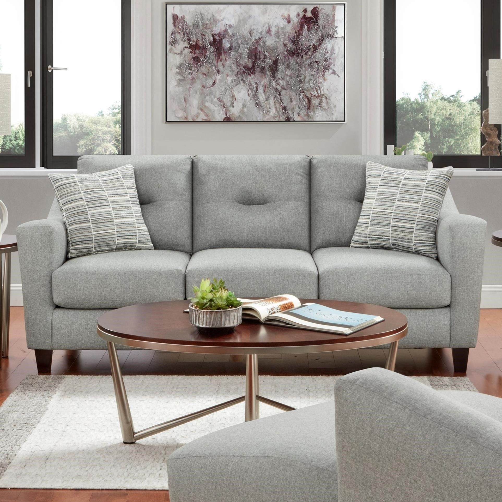 Fusion Furniture 8210 Tnt Charcoal Sofa | Howell Furniture | Uph In Light Charcoal Linen Sofas (View 20 of 20)