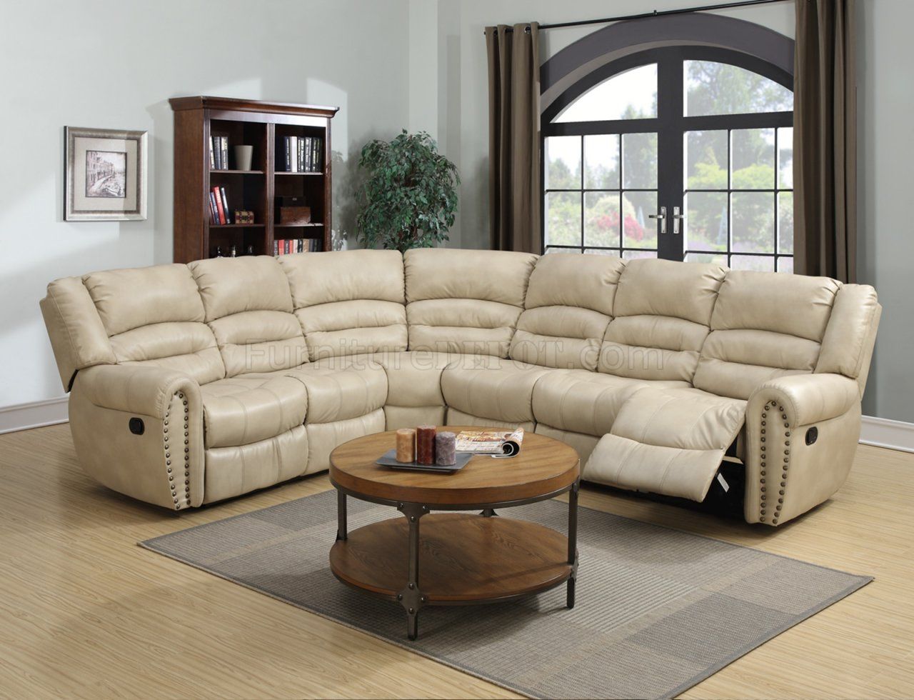 G687 Motion Sectional Sofa In Beige Bonded Leatherglory With U Shaped Couches In Beige (Gallery 18 of 20)
