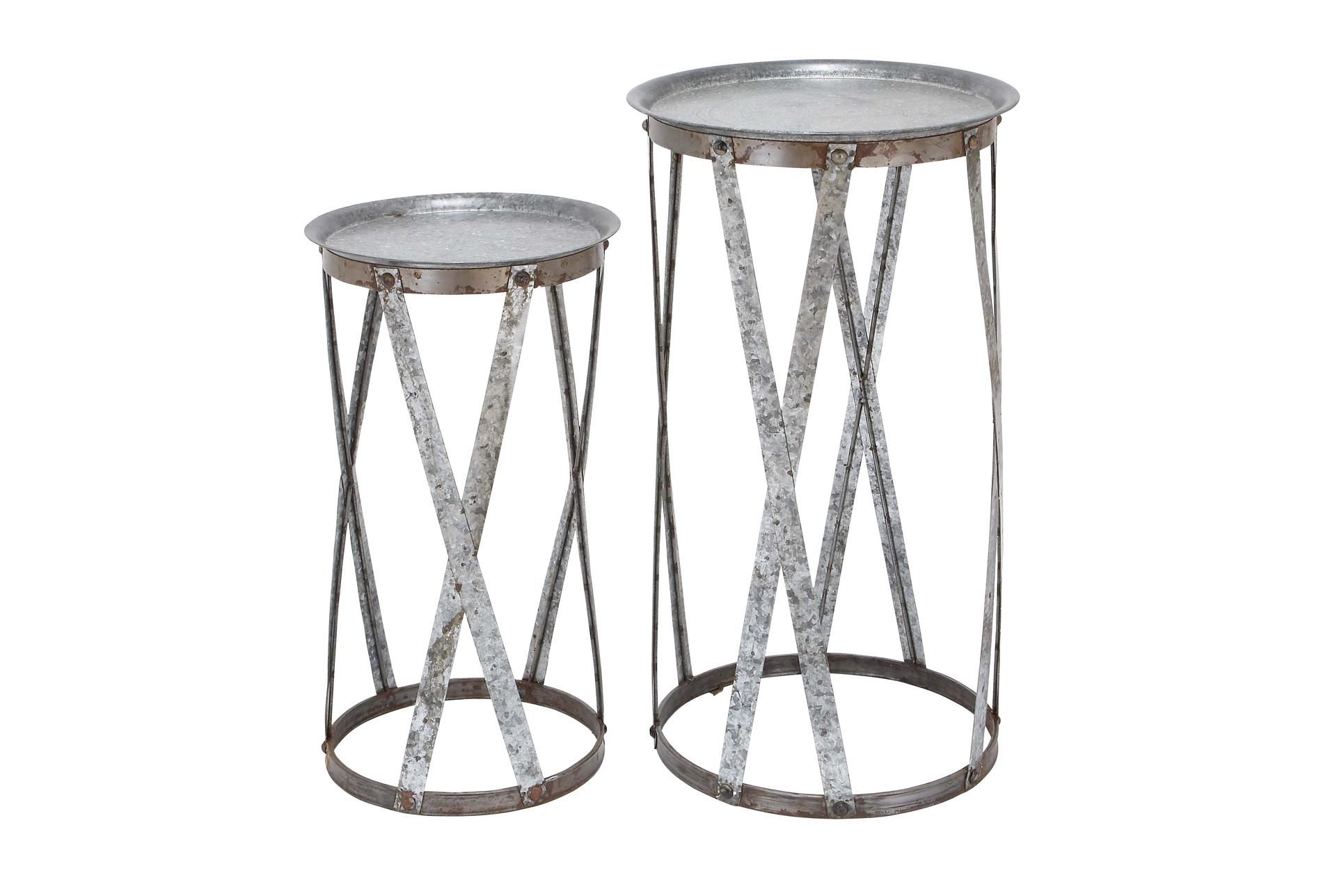 Galvanized Metal Pedestal Accent Table Set Of 2 | Living Spaces Inside Metal Side Tables For Living Spaces (View 17 of 20)