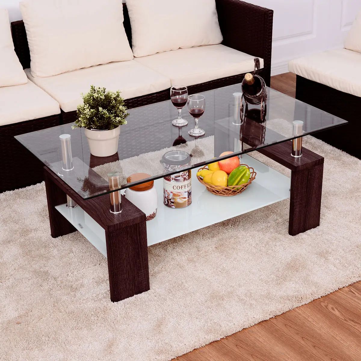 Featured Photo of  Best 20+ of Wood Tempered Glass Top Coffee Tables