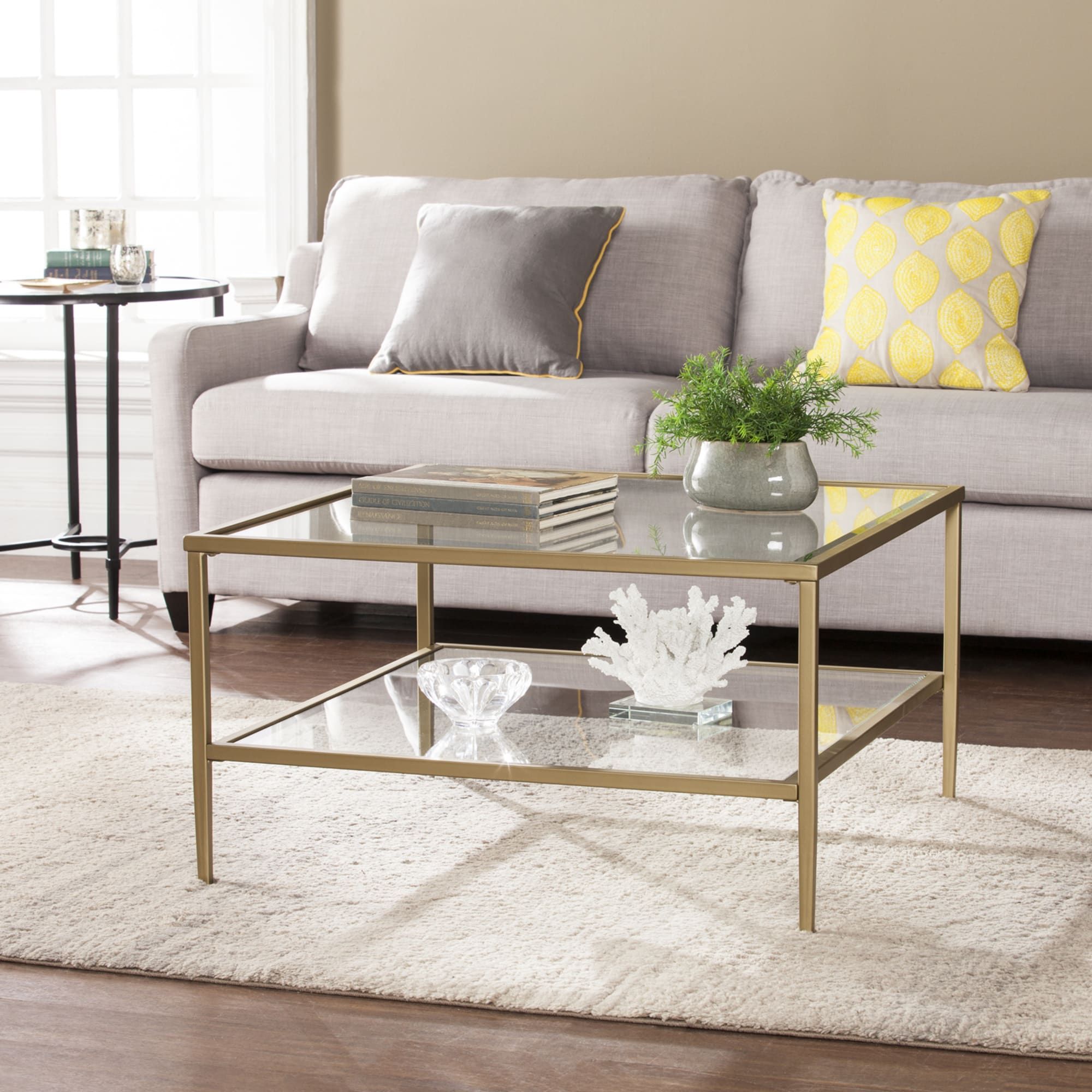 Gold Metal Glass Coffee Table — Pier 1 Pertaining To Metal 1 Shelf Coffee Tables (Gallery 13 of 20)