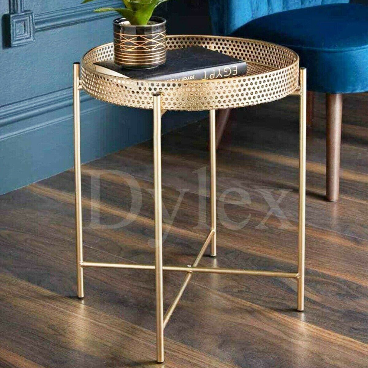 Golden Metal Round Coffee Table With Removable Tray Top – Dylex With Regard To Detachable Tray Coffee Tables (Gallery 18 of 20)