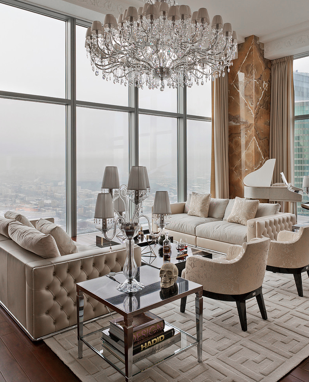 Gorgeous Luxury Glam Style Beige Living Room Decor With Beige Velvet With Elegant Beige Velvet Sofas (View 2 of 20)