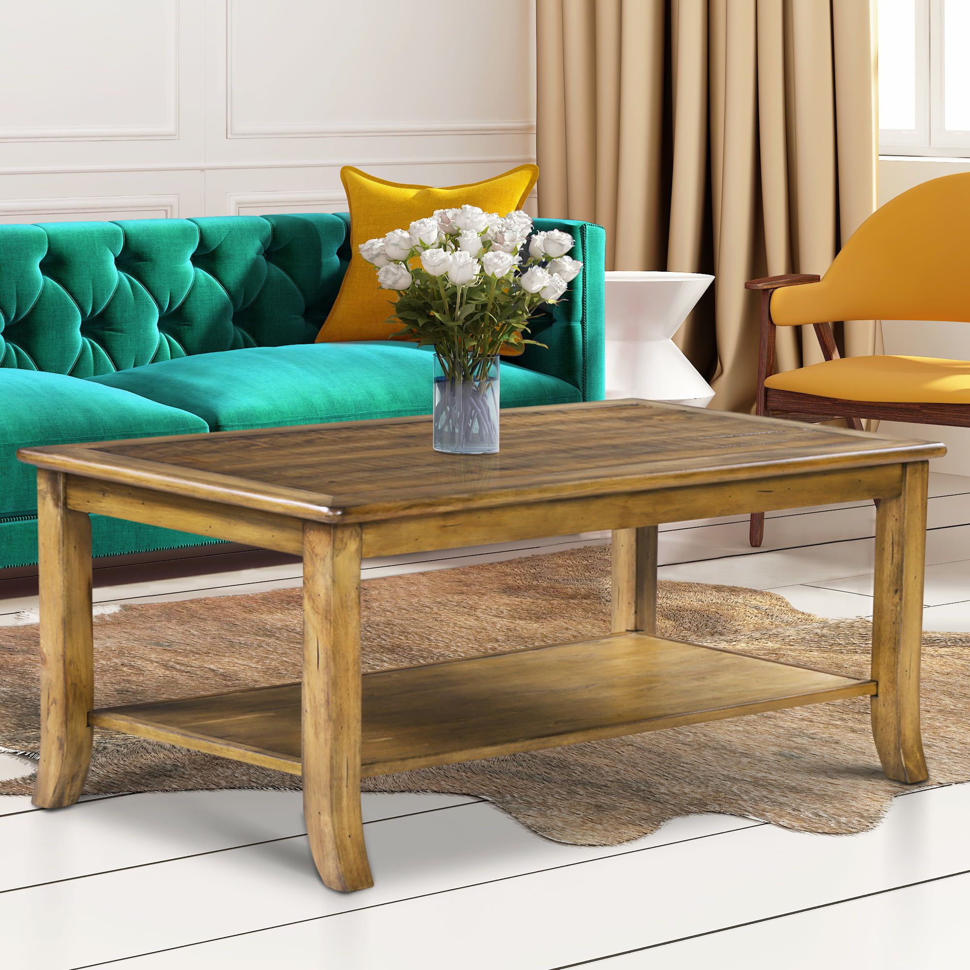 Grandrest Cocktail Coffee Table, Rustic Maple Brown – Walmart Throughout Brown Rustic Coffee Tables (View 4 of 20)