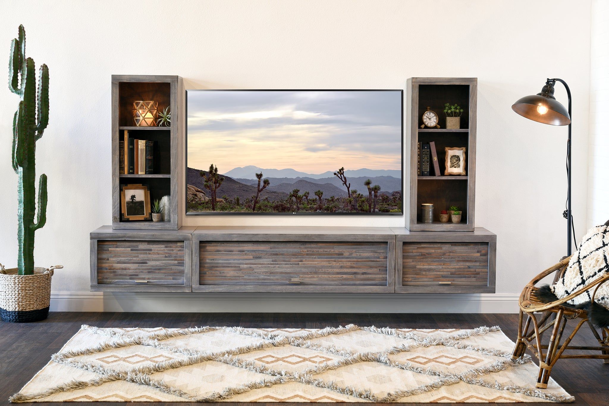 Gray Floating Tv Stand Modern Wall Mount Entertainment Center – Eco Ge Throughout Wall Mounted Floating Tv Stands (Gallery 7 of 20)
