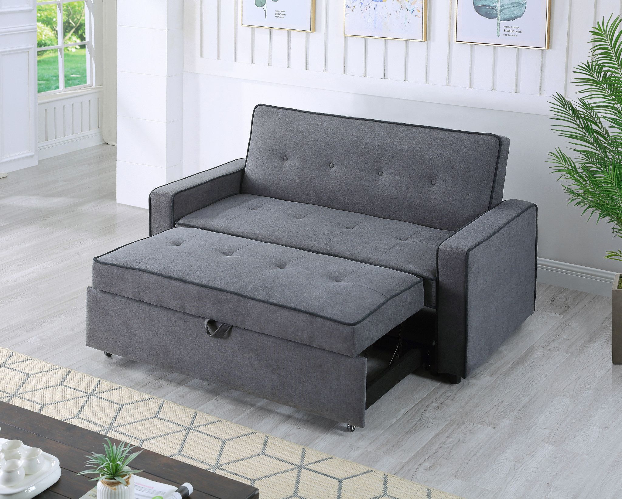 Greece Dark Grey Sofa Bed – Two Seater – Dani's Furniture Intended For 2 In 1 Gray Pull Out Sofa Beds (Gallery 15 of 20)
