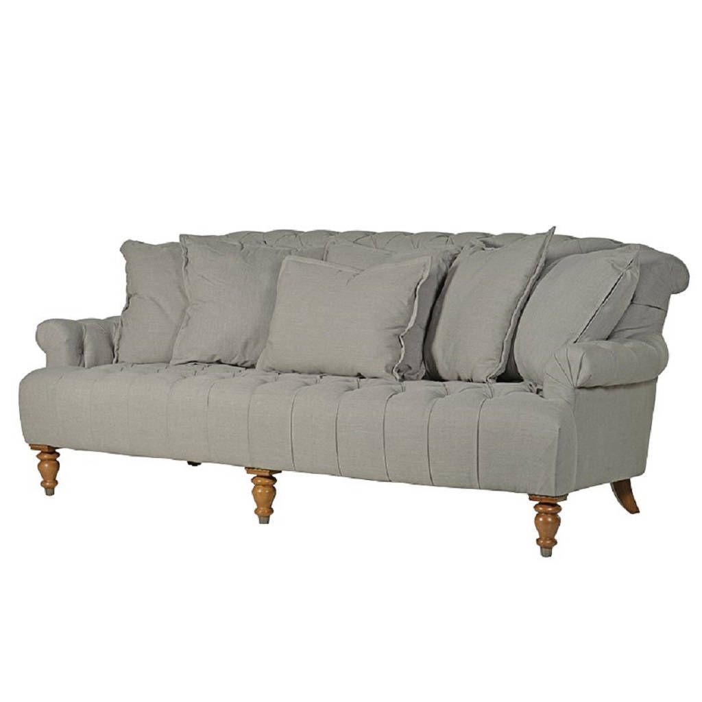 Grey Linen Three Seater Buttoned Sofathe Orchard Inside Gray Linen Sofas (Gallery 7 of 20)