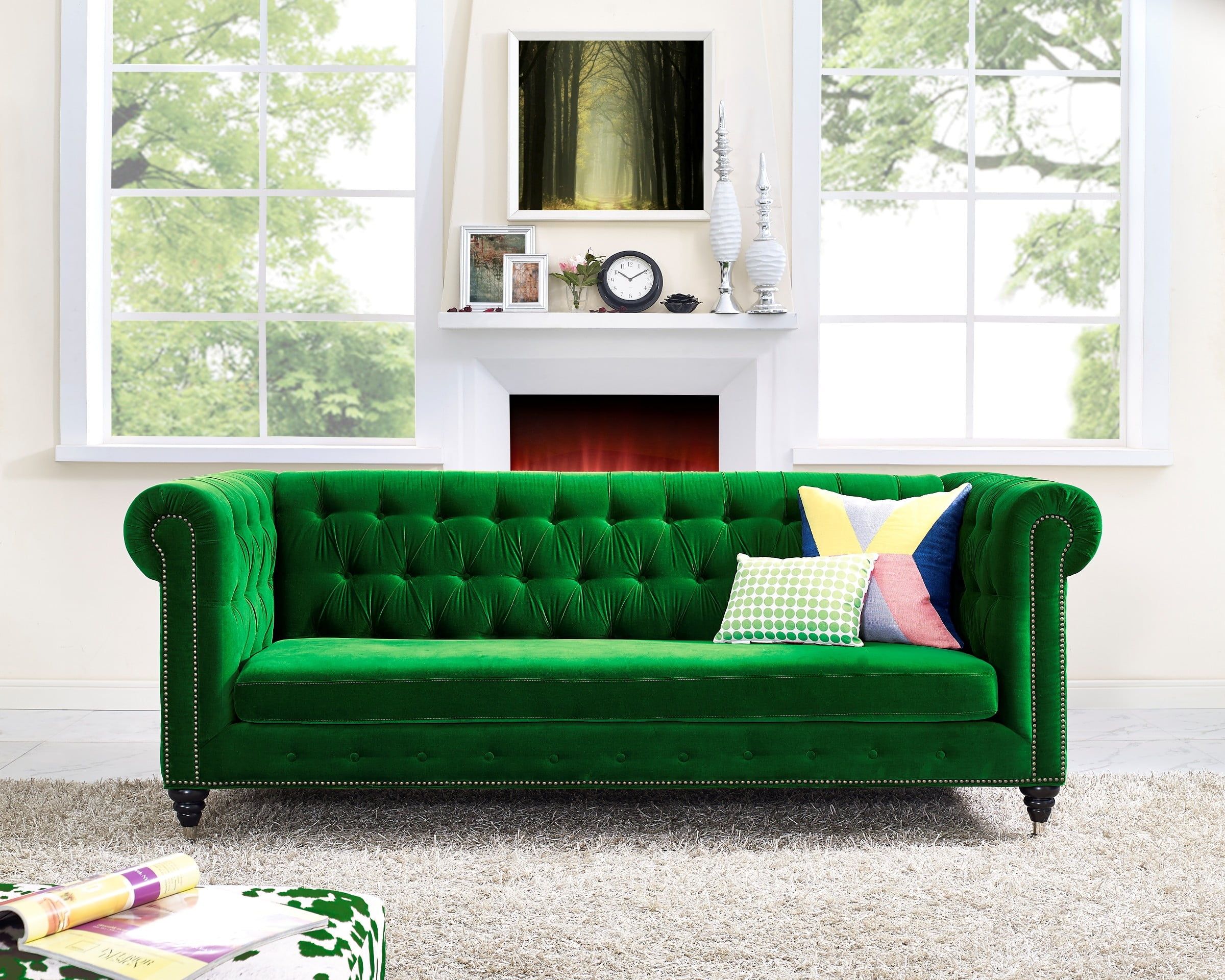 Hanny Green Velvet Sofa From Tov (s42) | Coleman Furniture Intended For 75" Green Velvet Sofas (View 5 of 20)