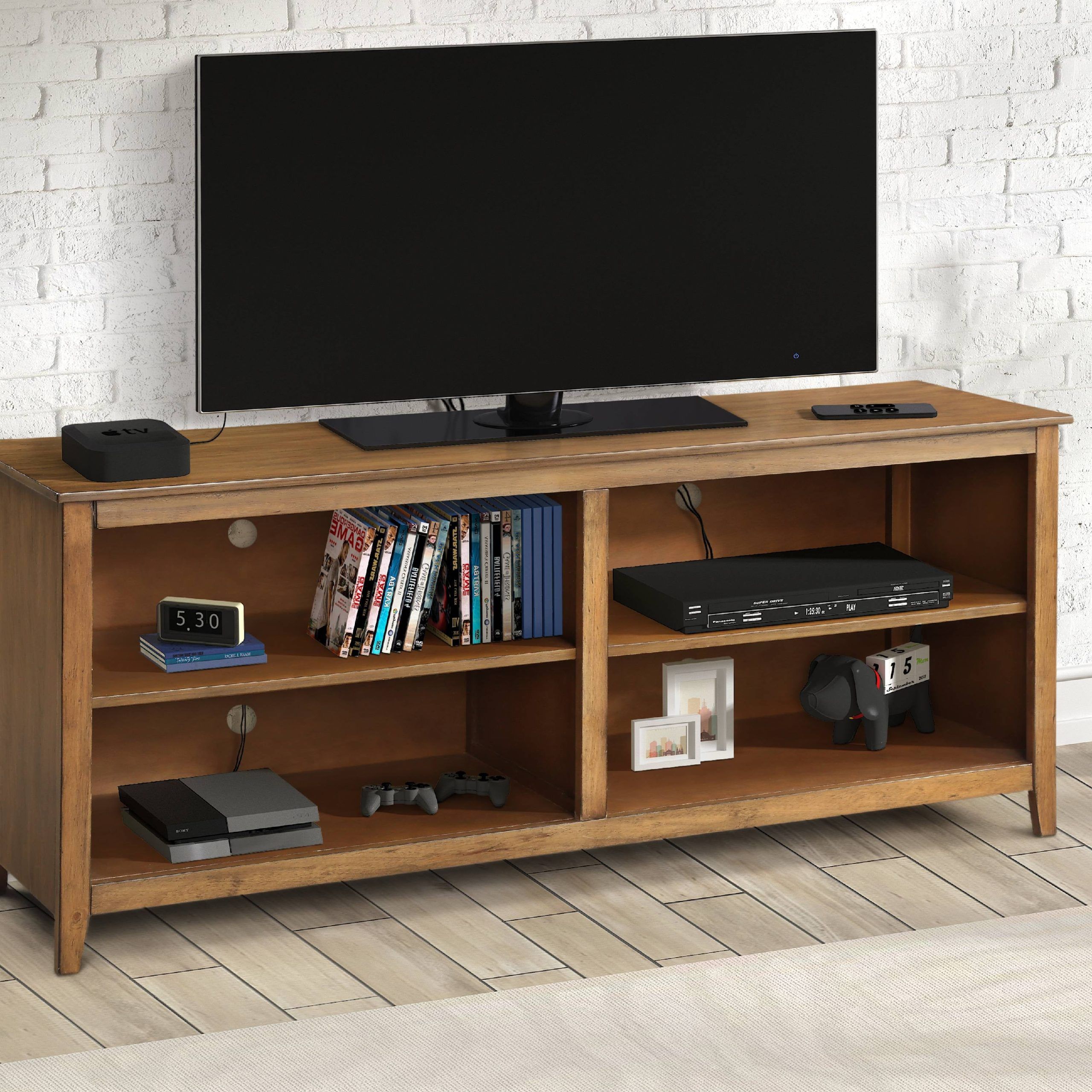 Harper & Bright Designs Wood Tv Stand With Storage For Tv Up To 60 With Regard To Cafe Tv Stands With Storage (Gallery 12 of 20)
