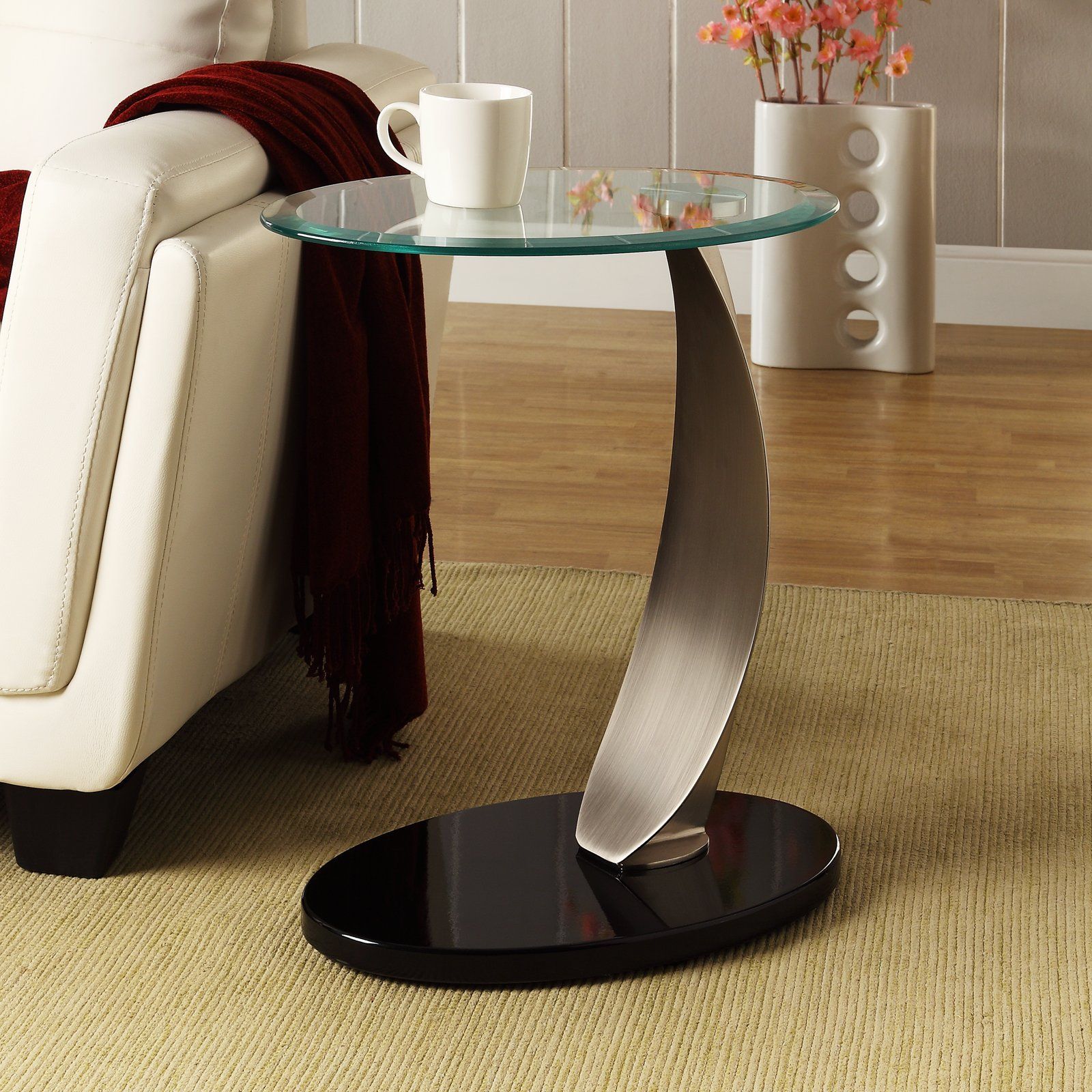 Have To Have It. Homelegance Oval Shaped Tempered Glass Top End Table Pertaining To Tempered Glass Oval Side Tables (Gallery 2 of 20)