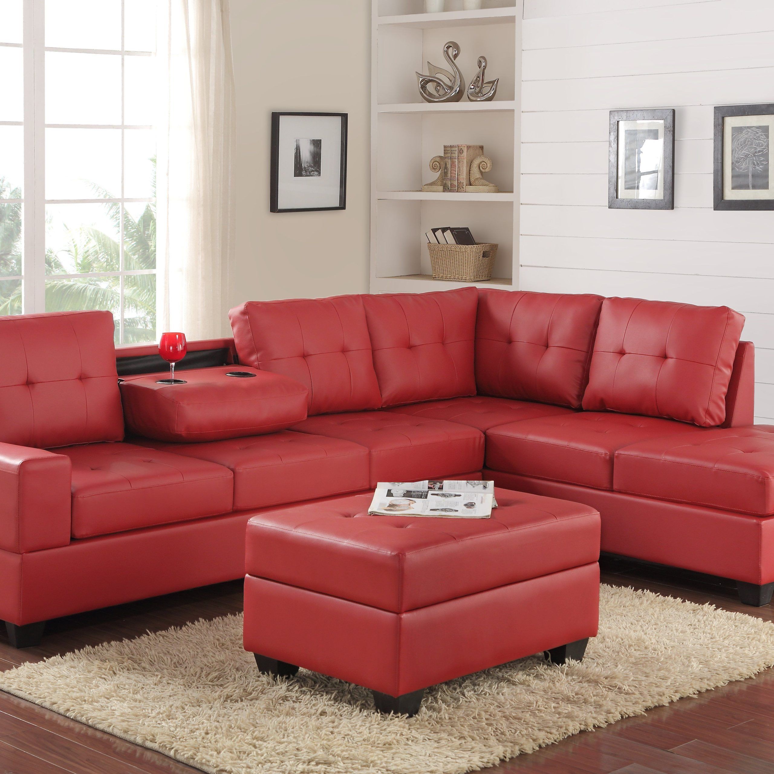 Heights Faux Leather Reversible Sectional With Storage Ottoman With Regard To Faux Leather Sectional Sofa Sets (Gallery 9 of 21)