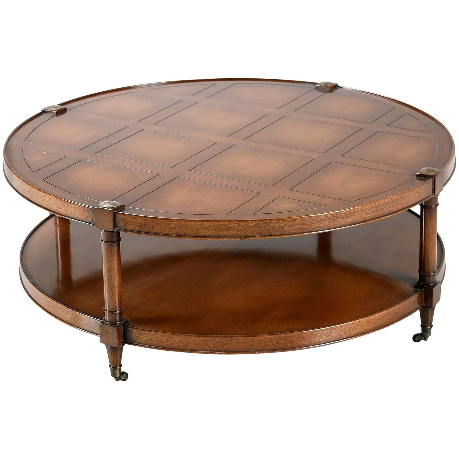 Heritage Mahogany Round Coffee Table On Casters | Coffee Table Vintage Pertaining To American Heritage Round Coffee Tables (View 8 of 20)