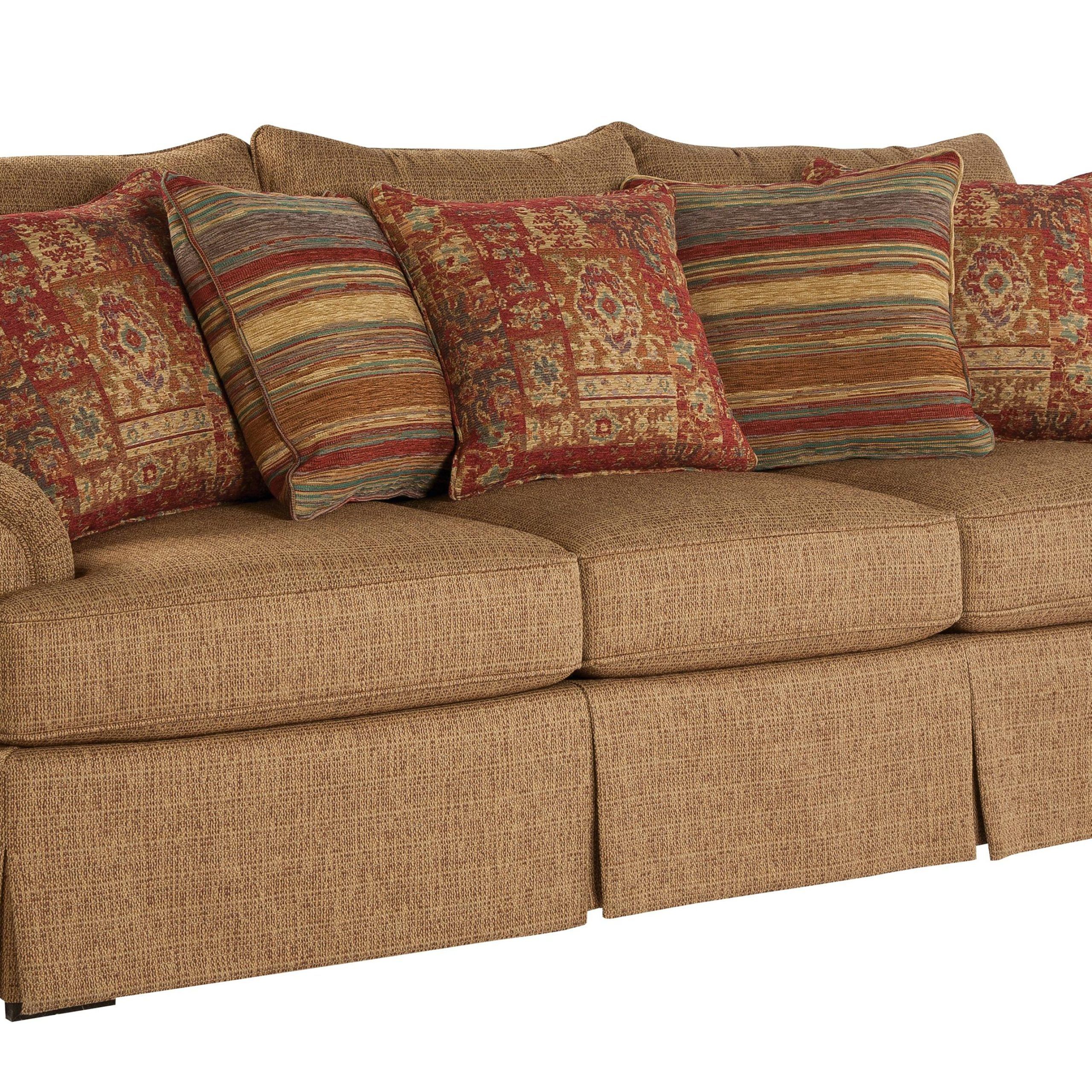 Hickory Craft 9275 Loose Pillow Back Sofa With Rolled Arms And Skirt Throughout Sofas With Pillowback Wood Bases (Gallery 1 of 20)
