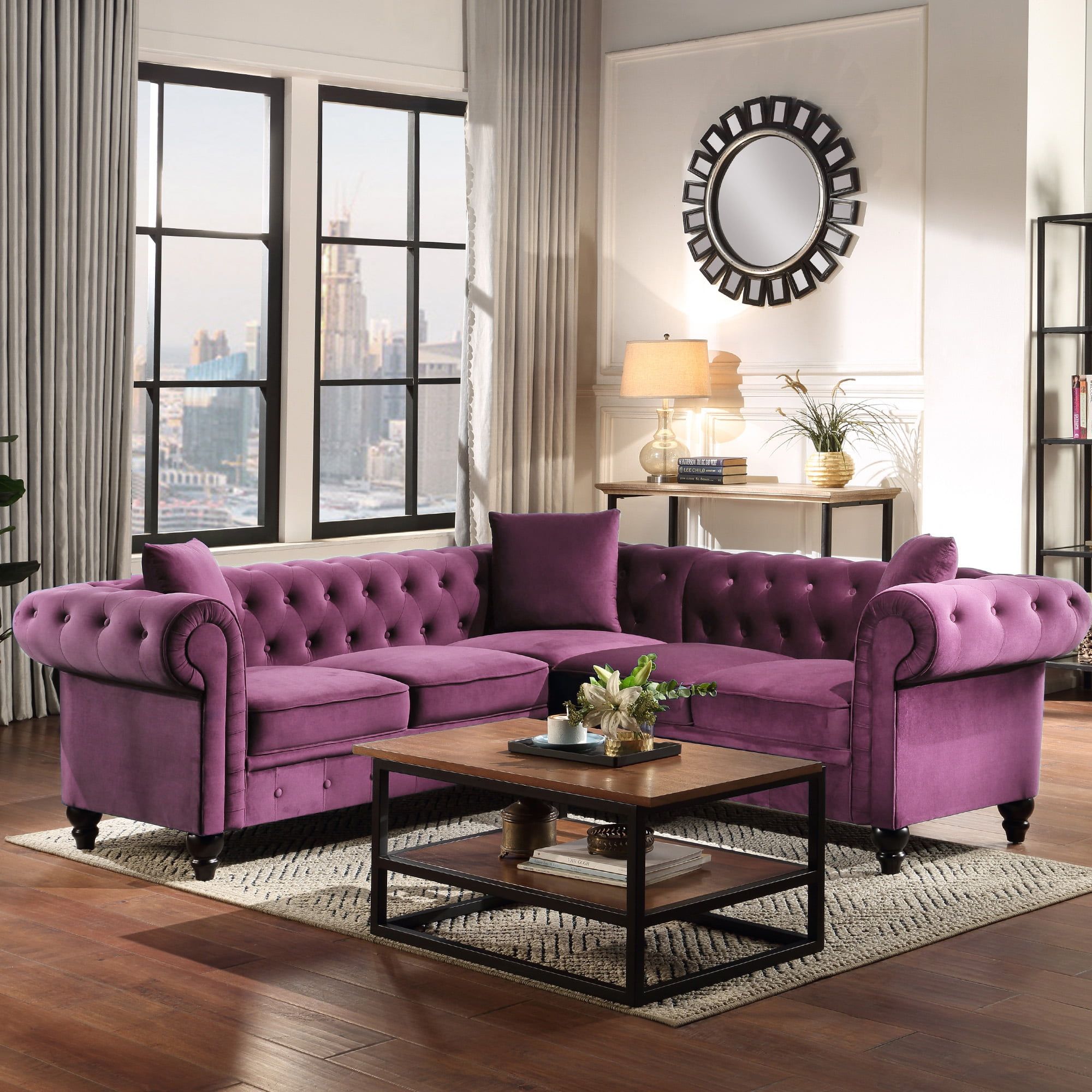 High End Living Room Chesterfield Sofa, 80'' Classic Velvet Rolled Arm For Tufted Upholstered Sofas (View 15 of 20)