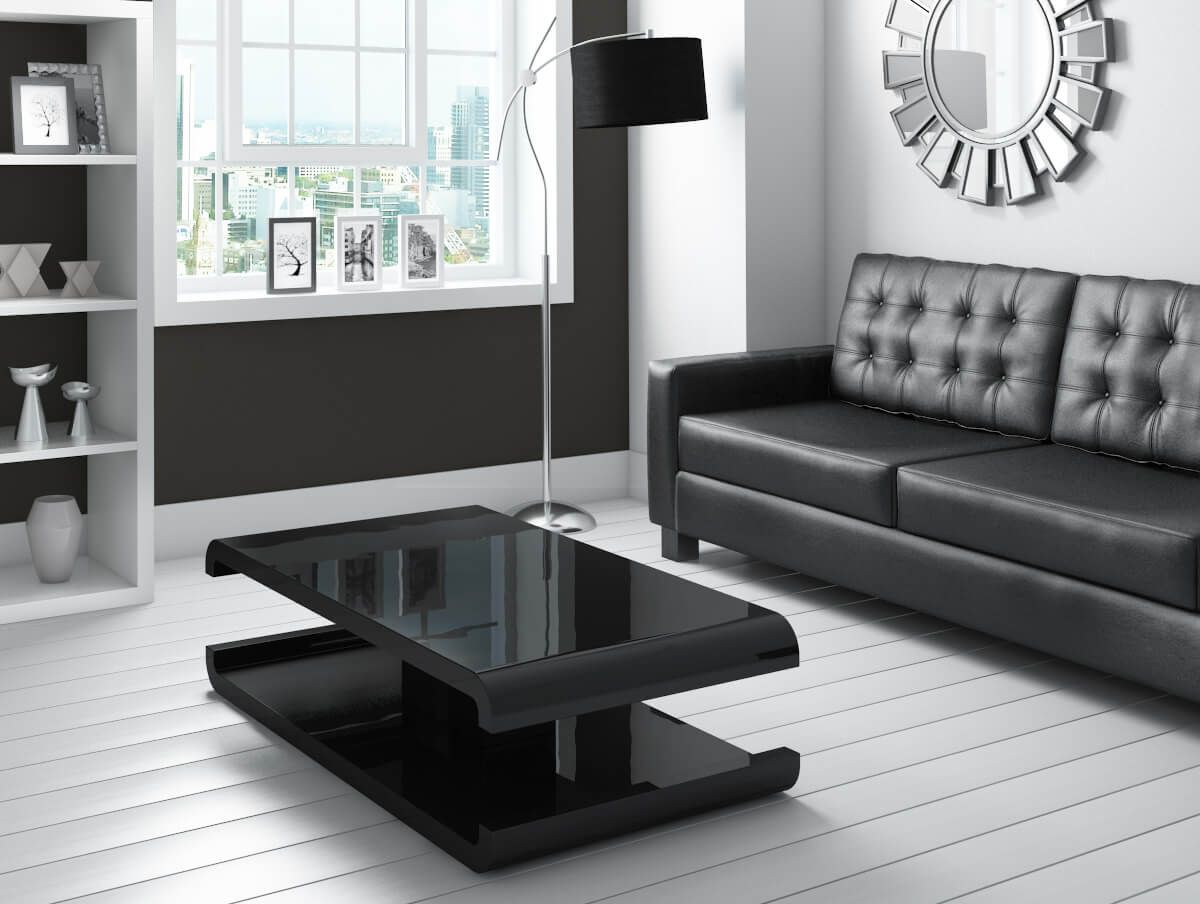 High Gloss Black Coffee Table With Led Lighting – Tiffany Range Regarding High Gloss Black Coffee Tables (Gallery 6 of 20)