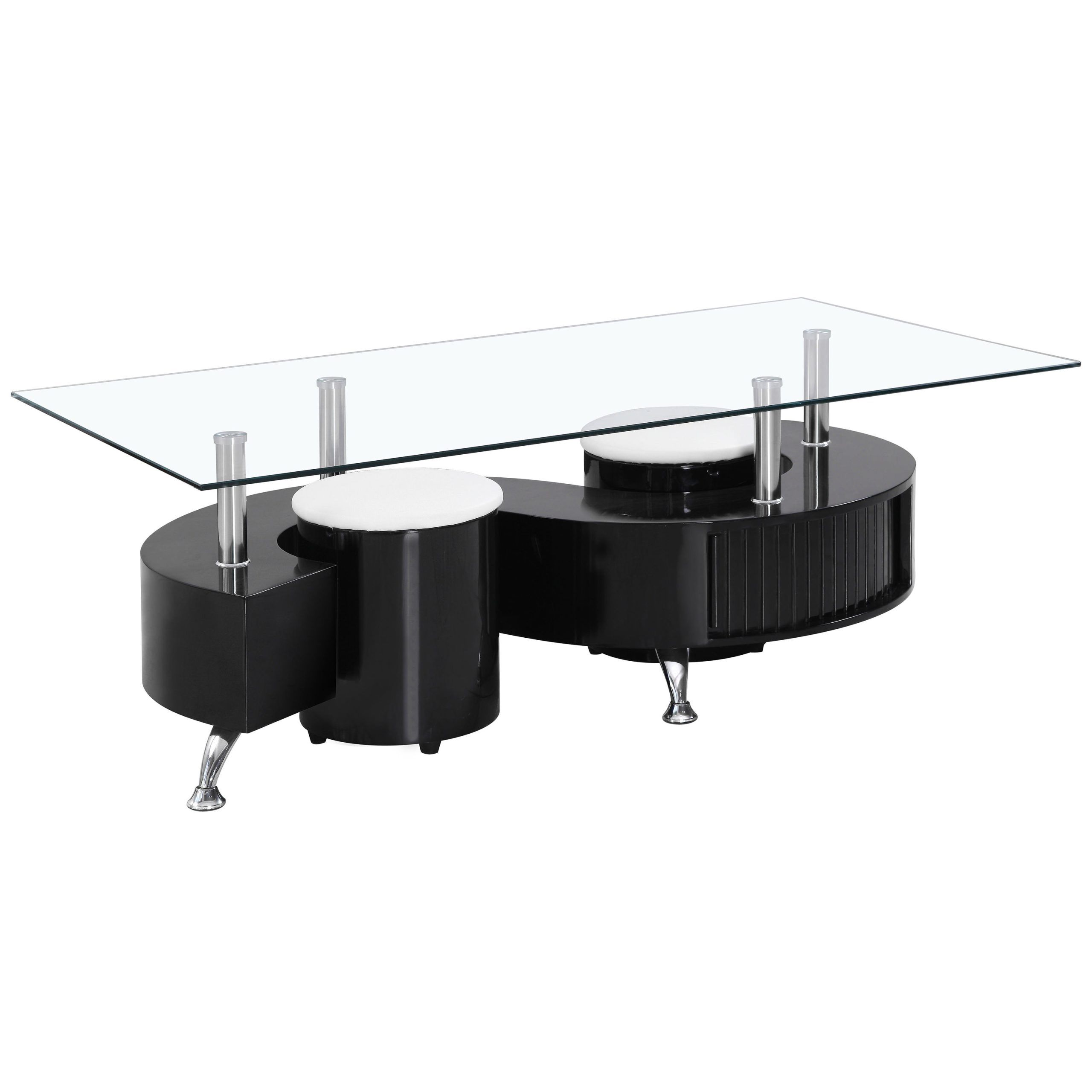 High Gloss & Clear Glass Rectangle Coffee Table With Drawer/shelf Inside Clear Rectangle Center Coffee Tables (View 12 of 20)