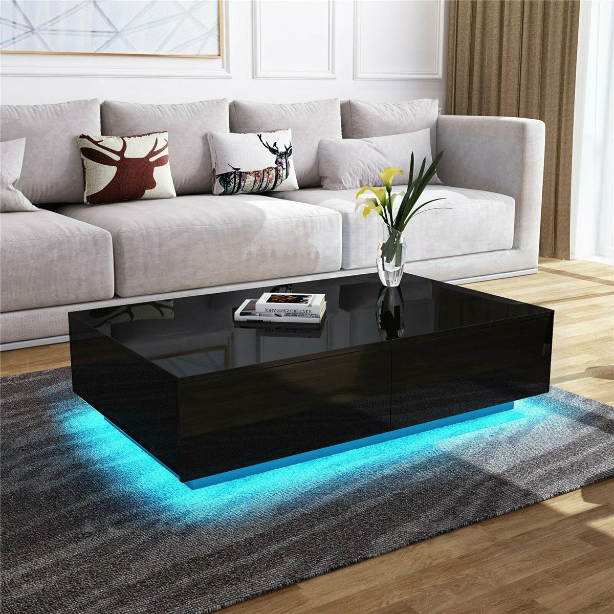 High Gloss Led Coffee Table 4 Drawers Sofa Side End Tables Living Room With Led Coffee Tables With 4 Drawers (Gallery 5 of 20)