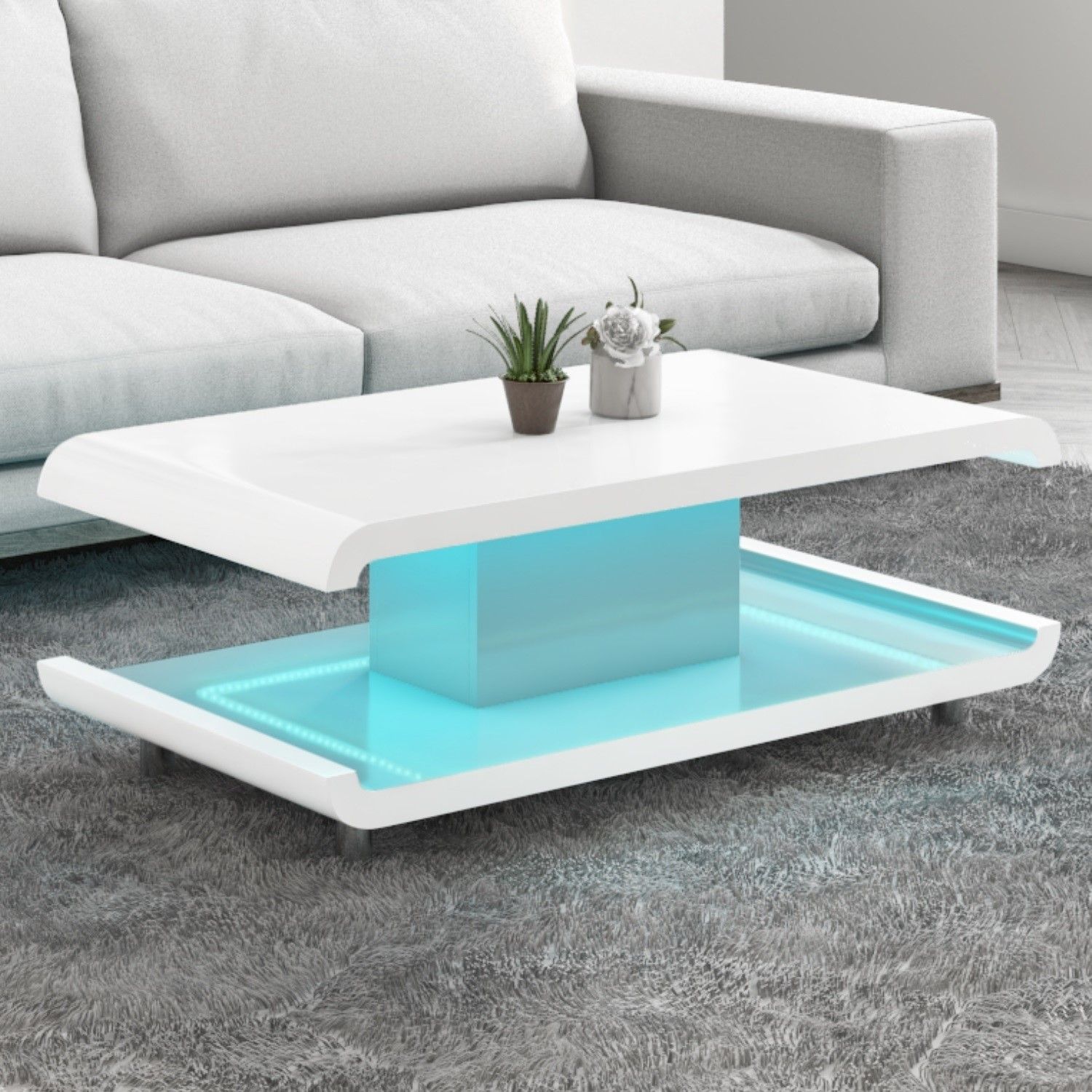 High Gloss White Coffee Table Led Range | Offer Of The Day Throughout Coffee Tables With Led Lights (View 7 of 20)