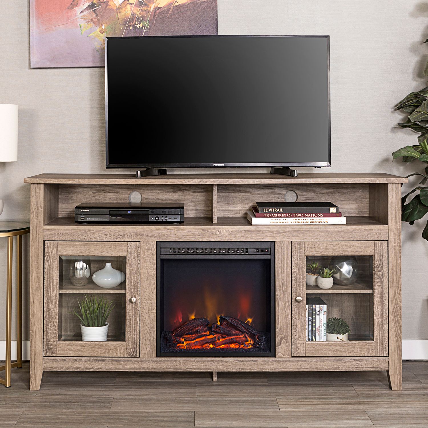 Highboy Wood Fireplace Tv Stand – Pier1 Throughout Wood Highboy Fireplace Tv Stands (View 11 of 20)