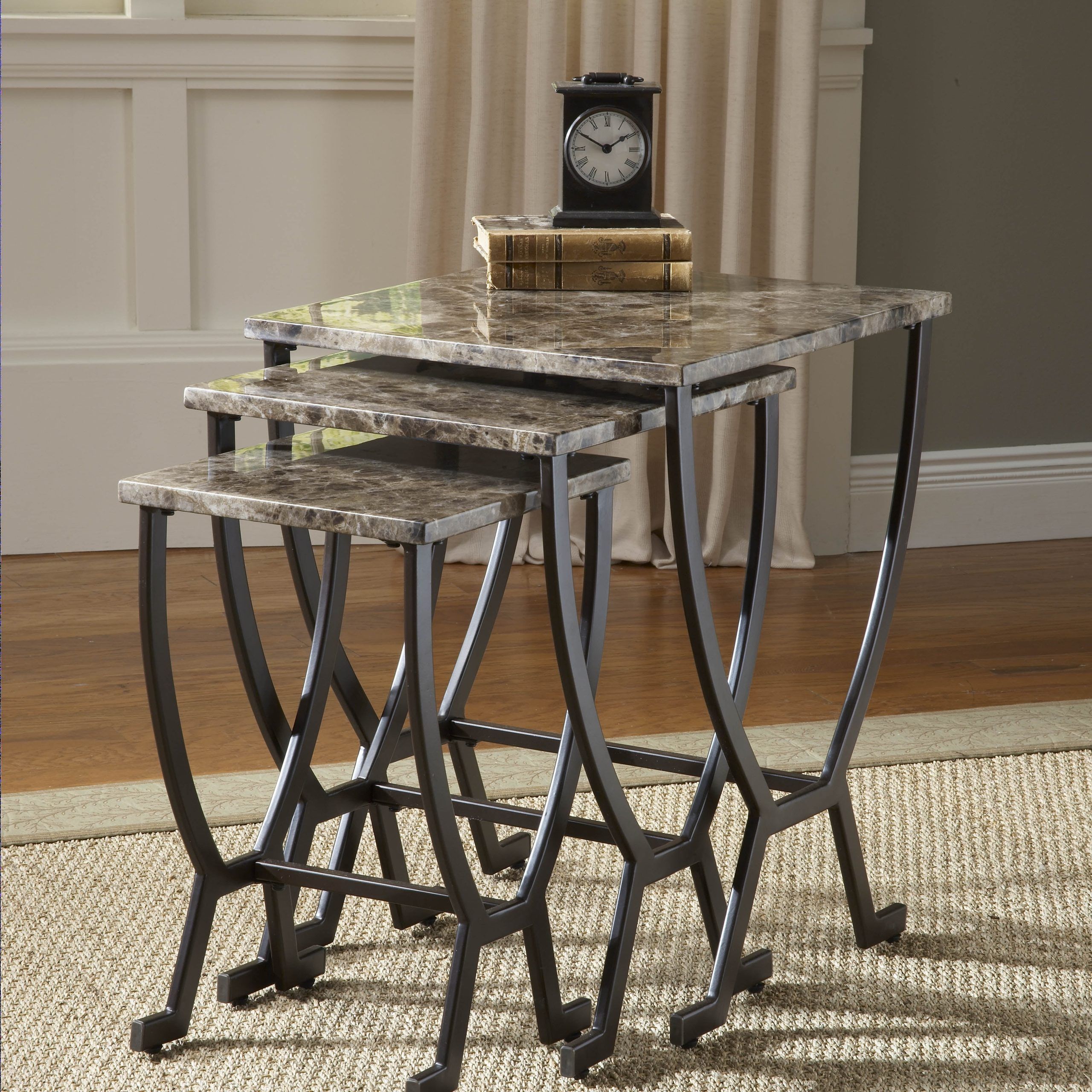 Hillsdale Furniture Monaco Faux Marble Top Nesting Tables, Espresso Throughout Monaco Round Coffee Tables (View 17 of 20)