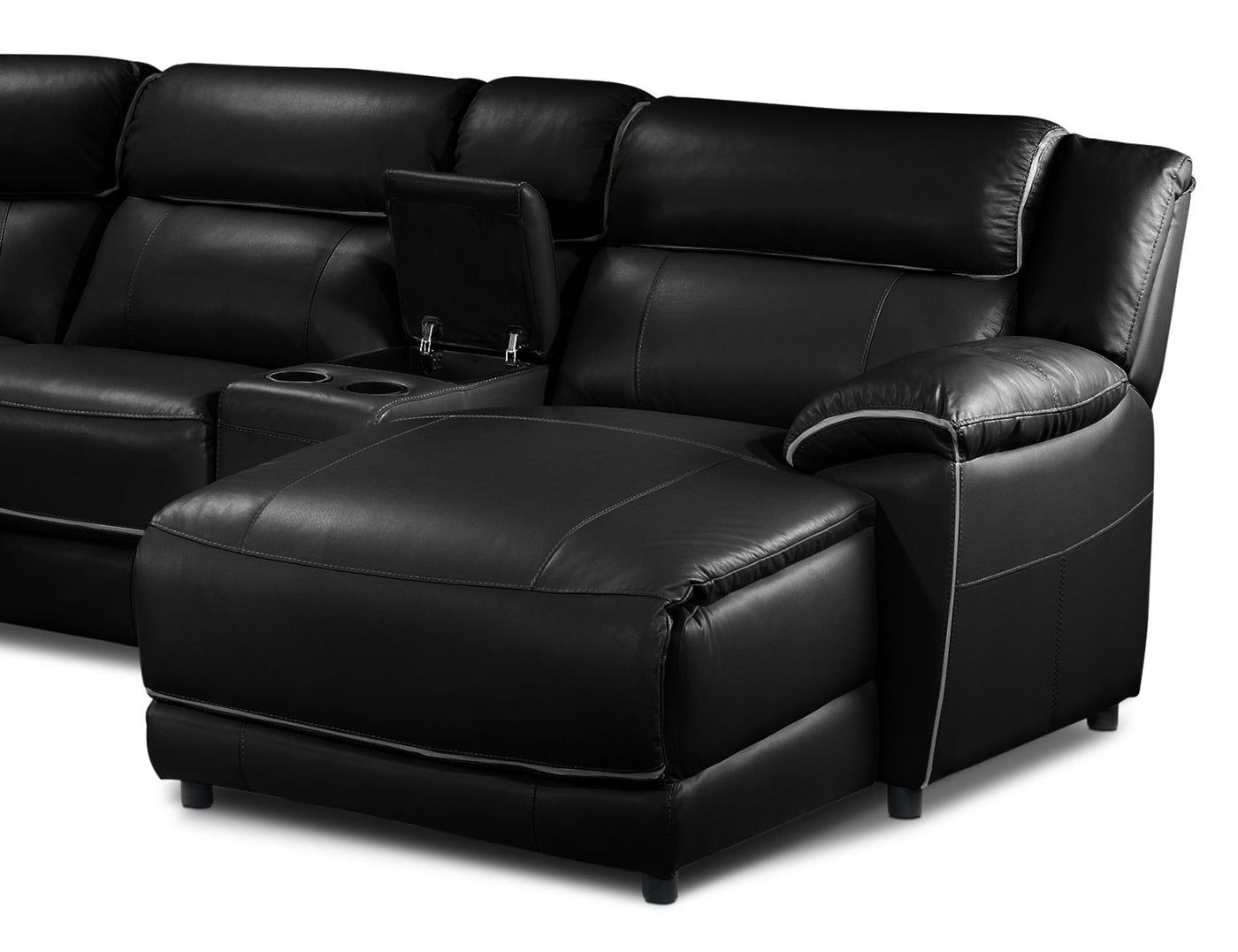 Holton 5 Piece Sectional With Right Facing Chaise – Black | Leon's Inside Right Facing Black Sofas (Gallery 2 of 20)