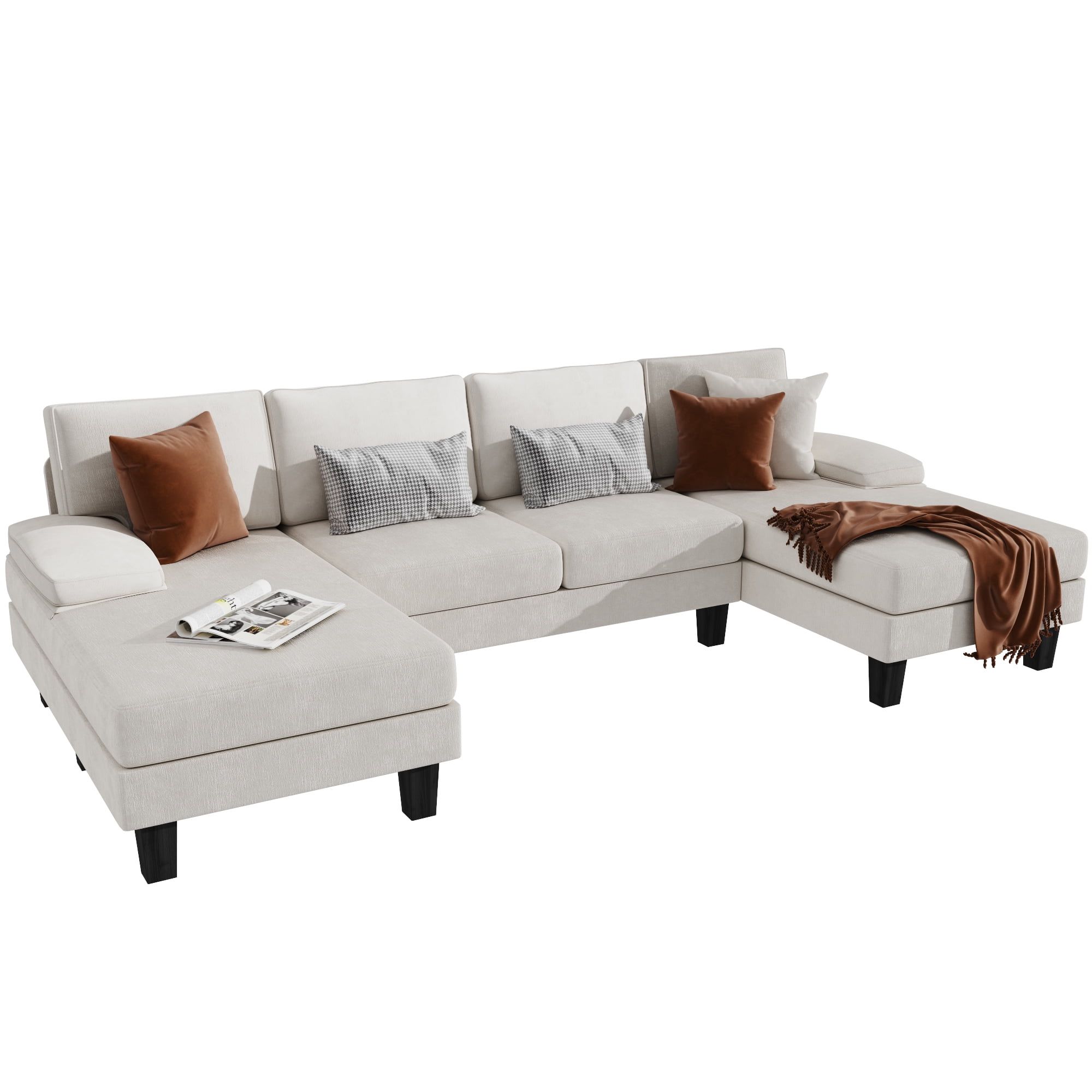 Homall Modern U Shape Sectional Sofa, Chenille Fabric Modular Couch, 4 Regarding 110" Oversized Sofas (Gallery 19 of 20)