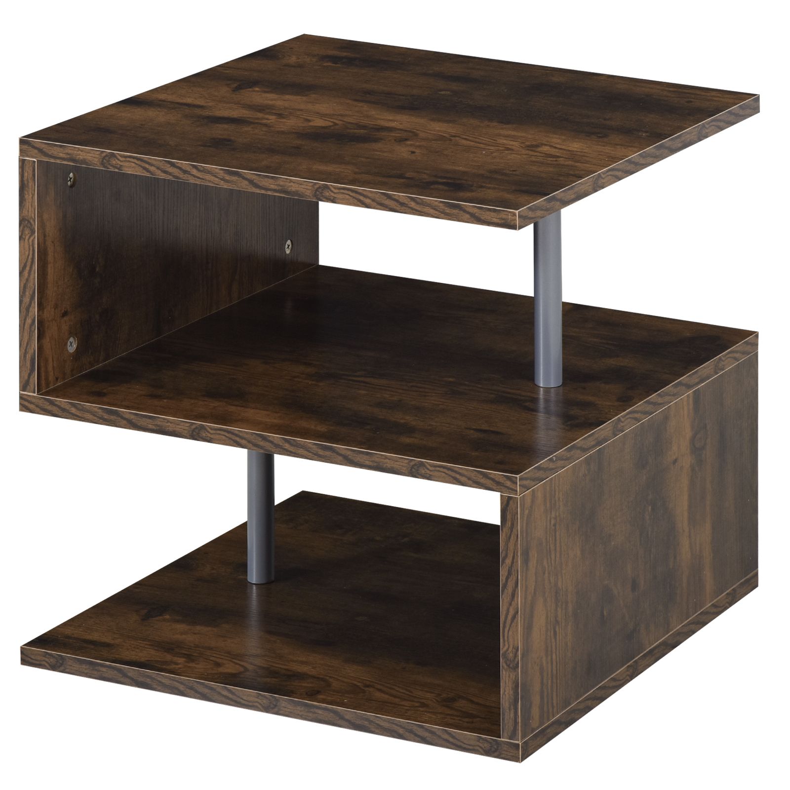 Homcom Coffee End Table S Shape 2 Tier Storage Shelves Organizer For Wood Coffee Tables With 2 Tier Storage (Gallery 11 of 20)