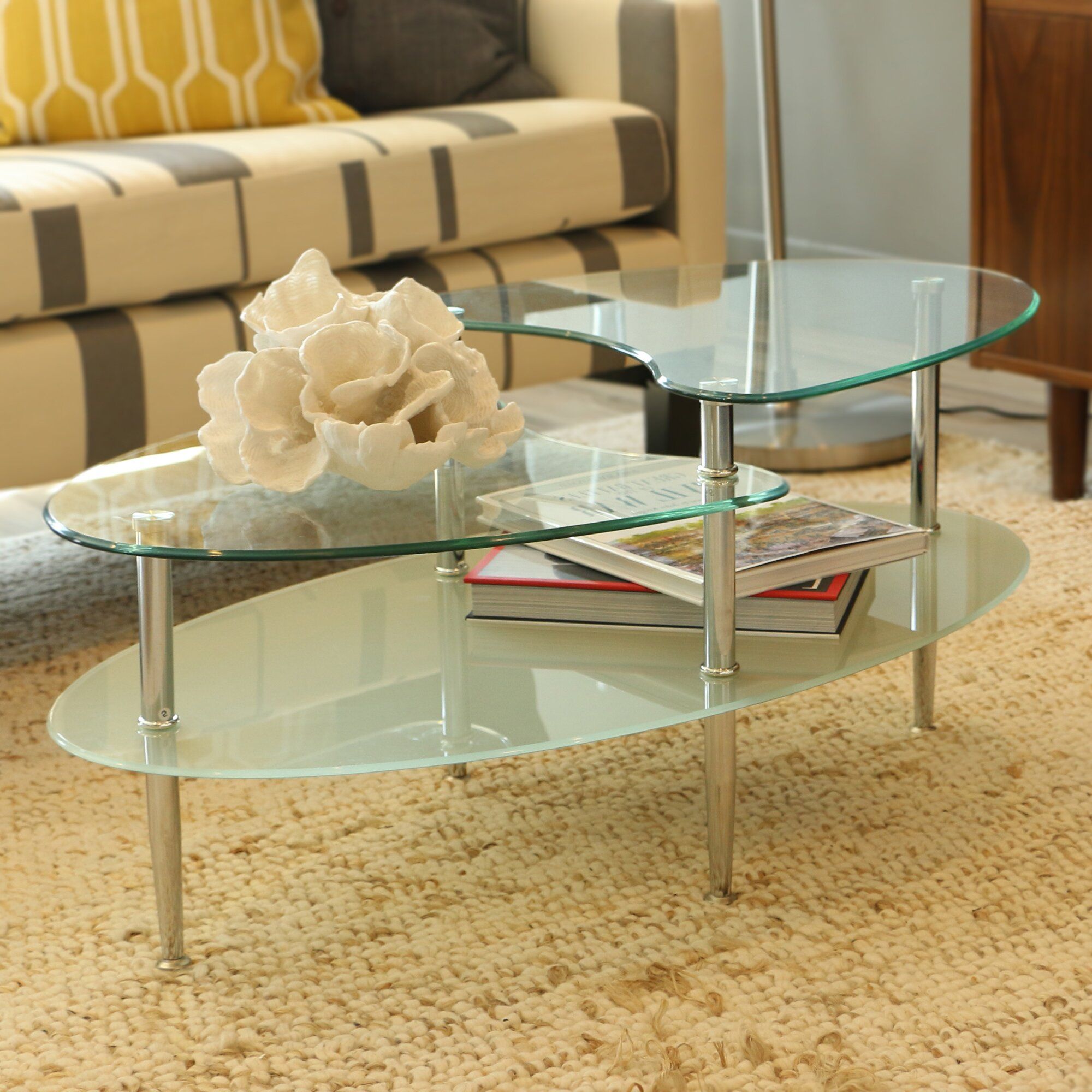 Home Loft Concepts Glass Oval Coffee Table & Reviews | Wayfair With Regard To Oval Glass Coffee Tables (Gallery 9 of 20)