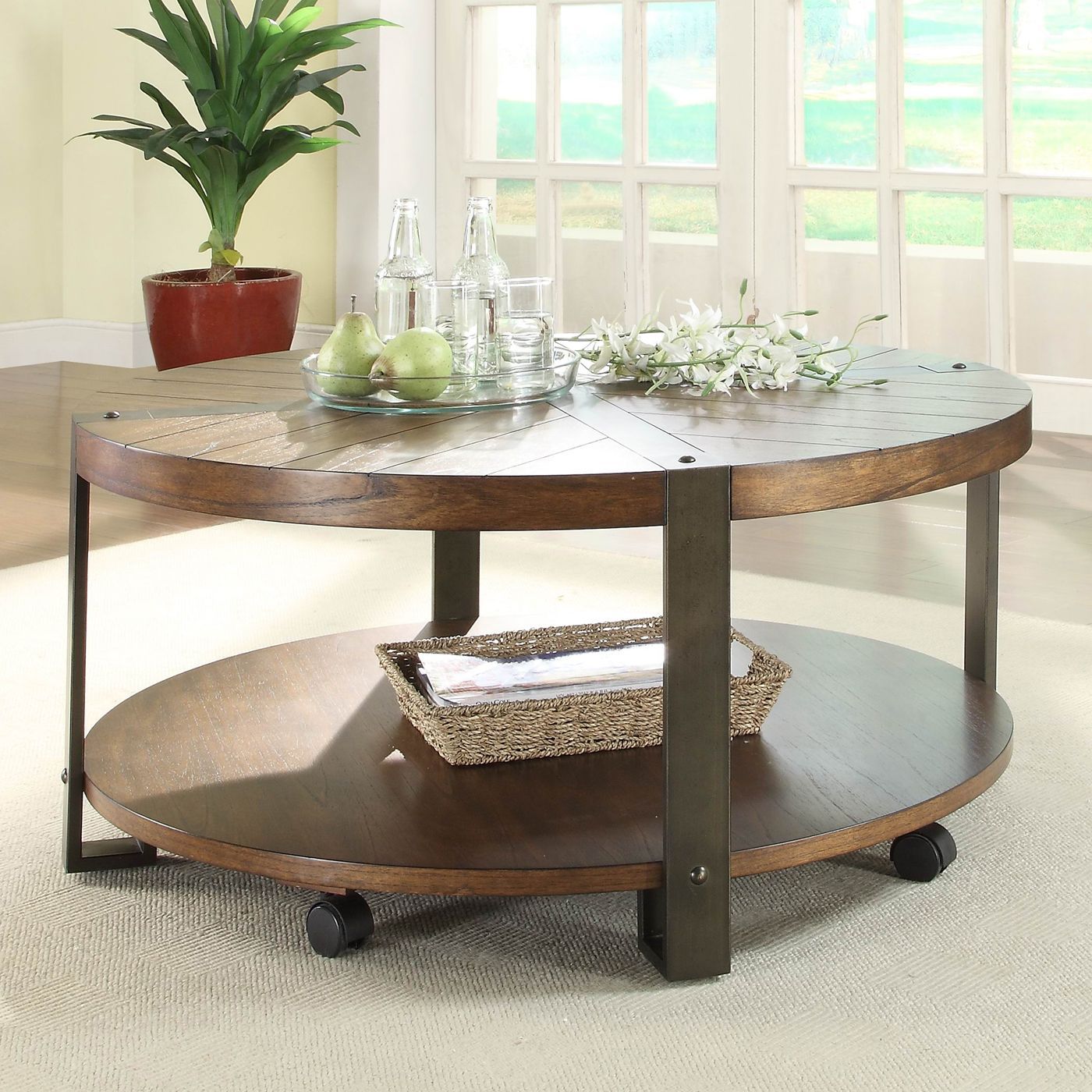 Homelegance 3438 01 Northwood Round Cocktail Table On Casters | Coffee Within Coffee Tables With Casters (View 14 of 21)