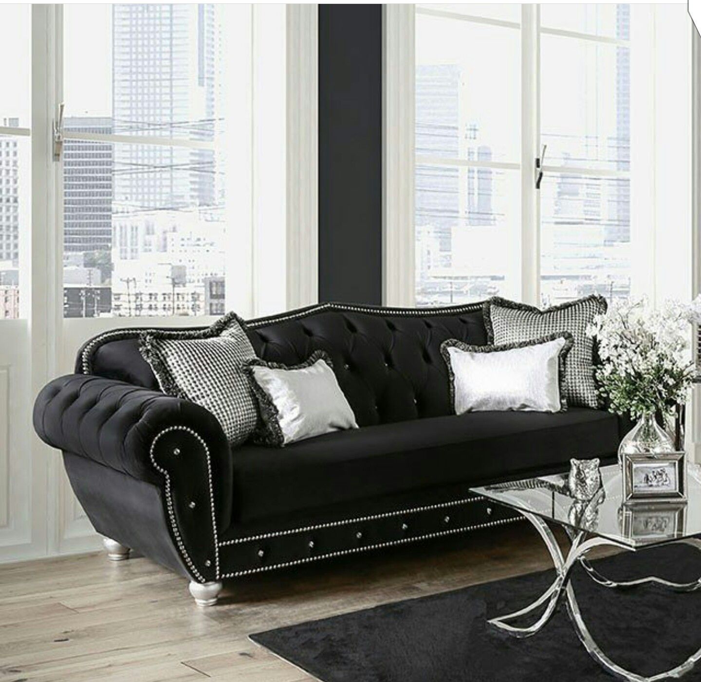 Homes Imageenticing | Black Fabric Sofa, Furniture Of America With Regard To Traditional Black Fabric Sofas (Gallery 1 of 21)