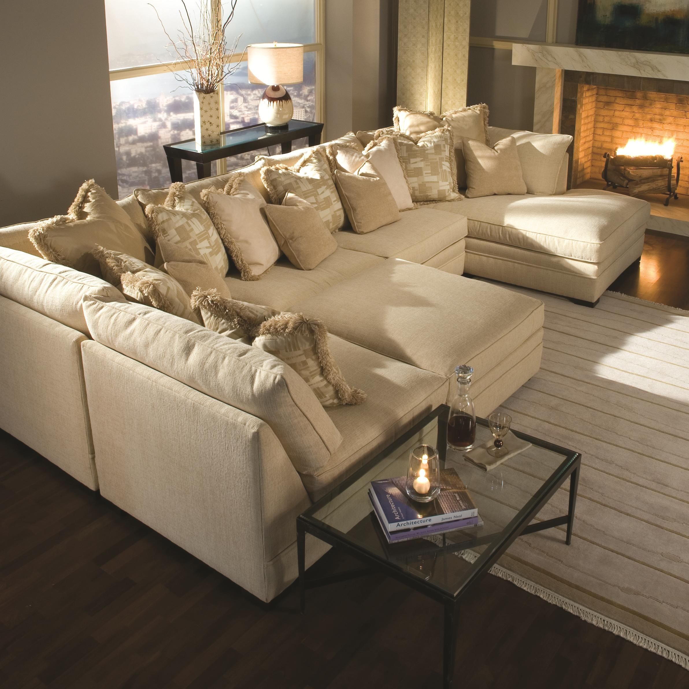 Huntington House 7100 Godfrey Contemporary U Shape Sectional Sofa With In U Shaped Couches In Beige (View 4 of 20)