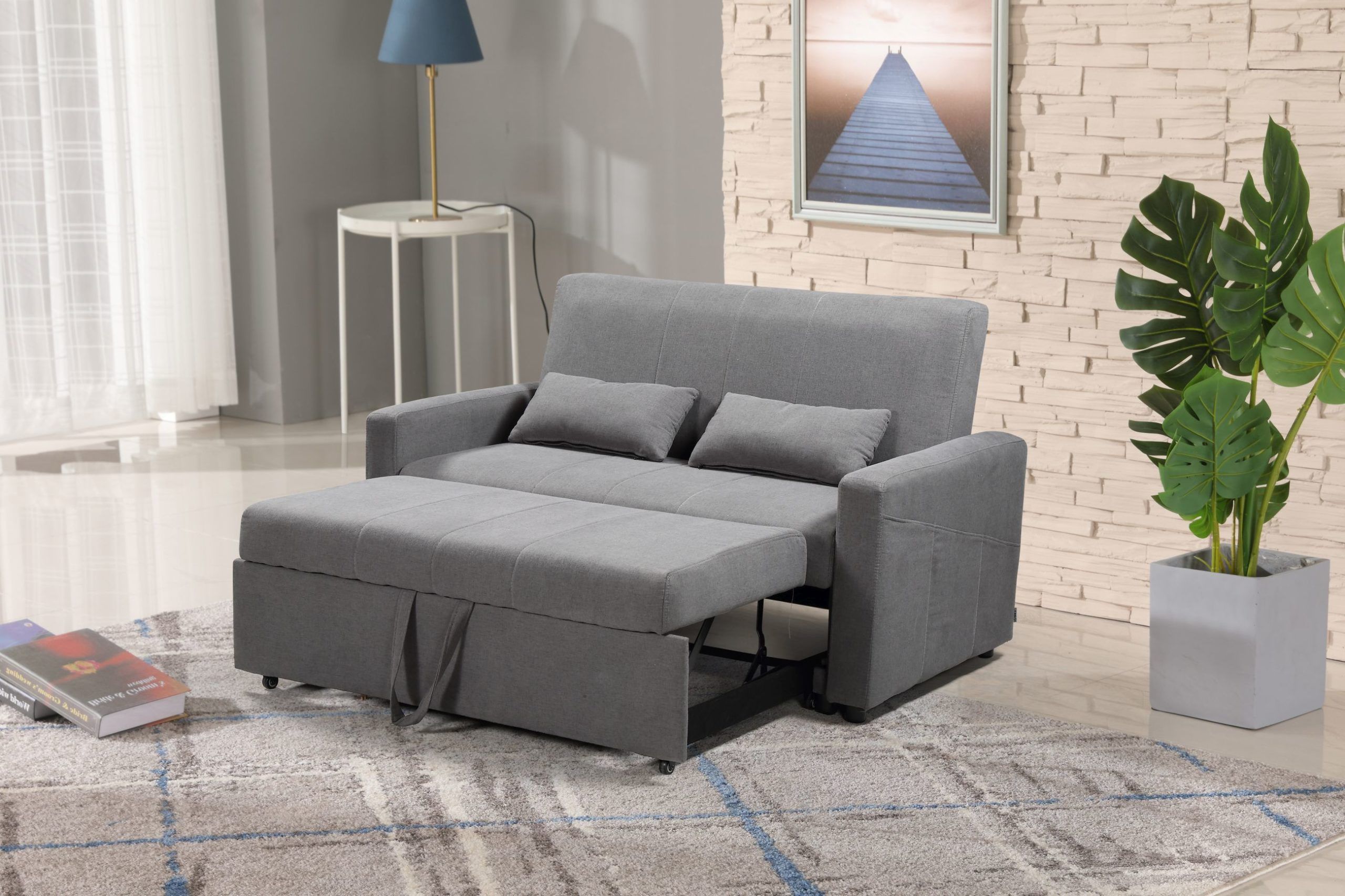 Husky® Transformer Convertible Loveseat Bed – Grey Inside Convertible Gray Loveseat Sleepers (View 2 of 20)