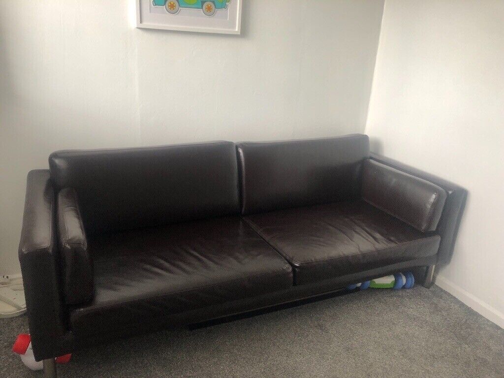 Ikea Dark Brown Faux Leather Sofa | In Thornliebank, Glasgow | Gumtree In Faux Leather Sofas In Dark Brown (View 17 of 20)