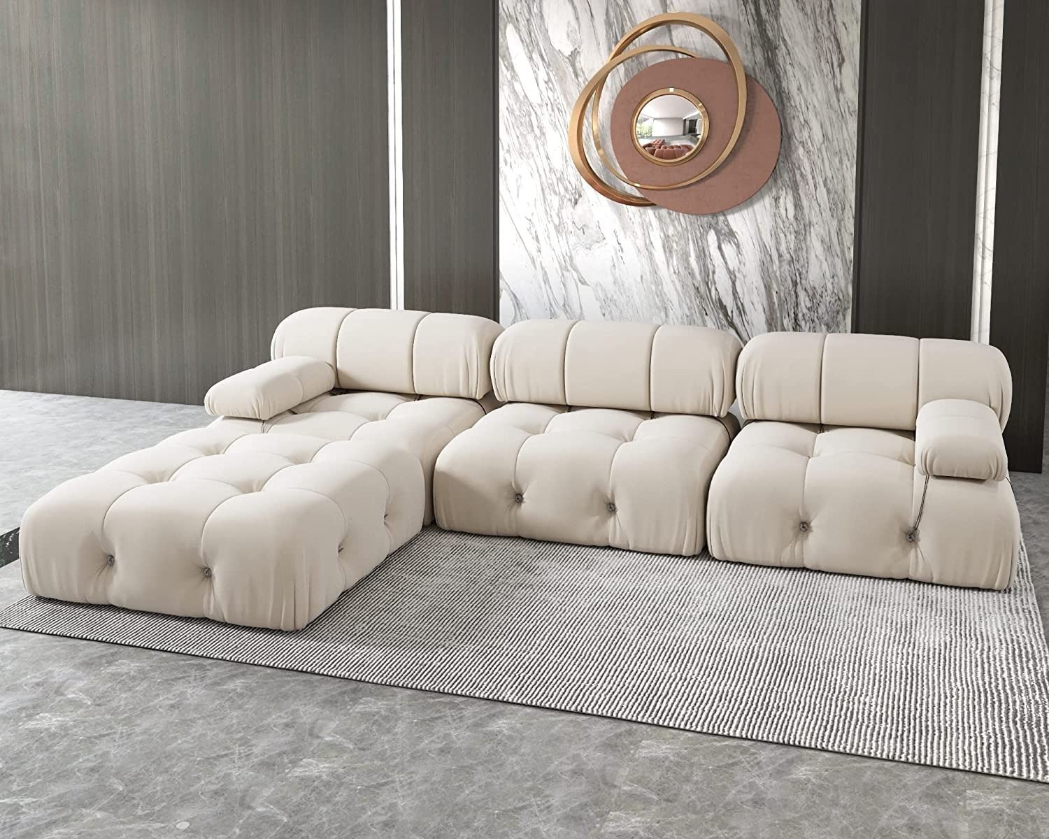 Jach 104" Convertible Modular Sectional Sofa, L Shaped Minimalist In 104&quot; Sectional Sofas (Gallery 4 of 20)