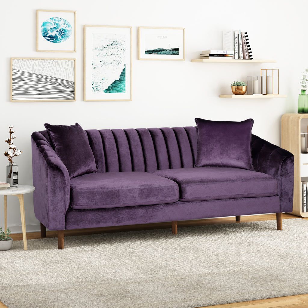 Jeannie Contemporary Velvet 3 Seater Sofa – Gdf Studio Regarding Mid Century 3 Seat Couches (Gallery 17 of 20)