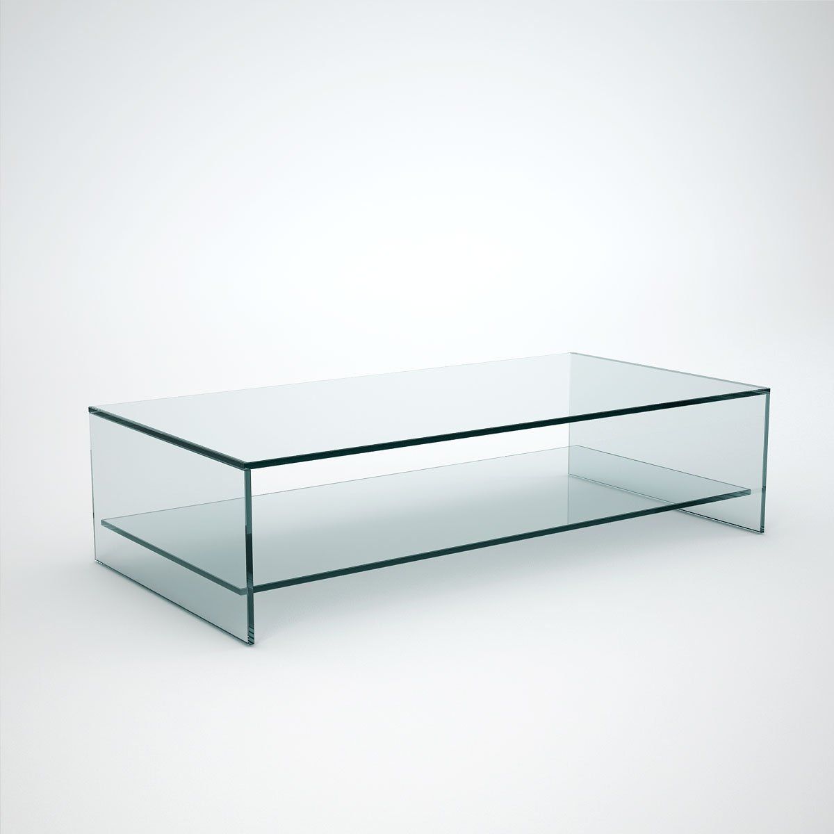 Judd – Rectangle Glass Coffee Table With Shelf – Klarity – Glass Furniture With Glass Coffee Tables With Lower Shelves (Gallery 9 of 20)