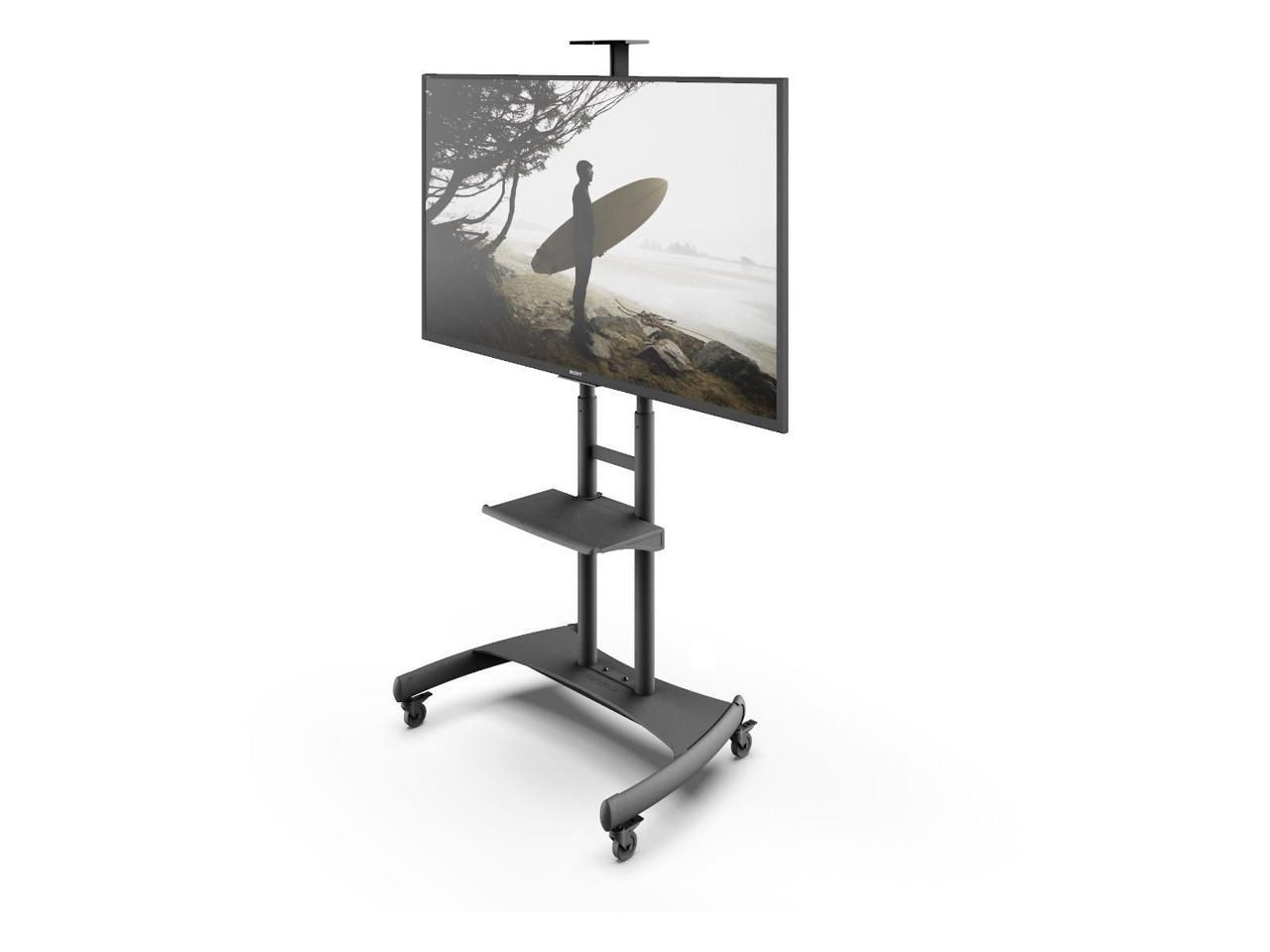 Kanto Mtm82pl Height Adjustable Mobile Tv Stand With Adjustable Shelf With Foldable Portable Adjustable Tv Stands (Gallery 10 of 20)