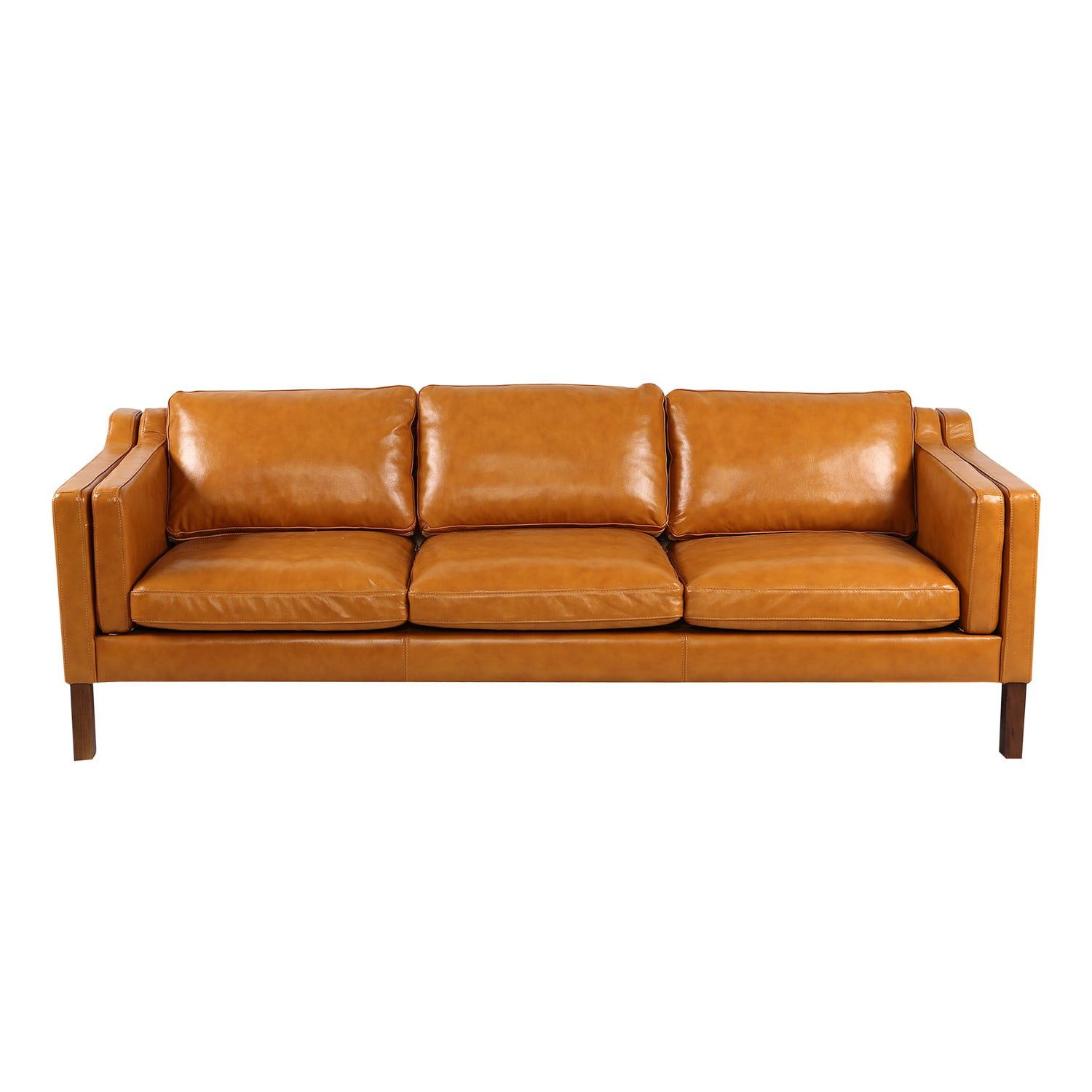 Kardiel Monroe Mid Century Modern Sofa 3 Seat, Tan Aniline Leather Intended For Mid Century Modern Sofas (View 8 of 20)