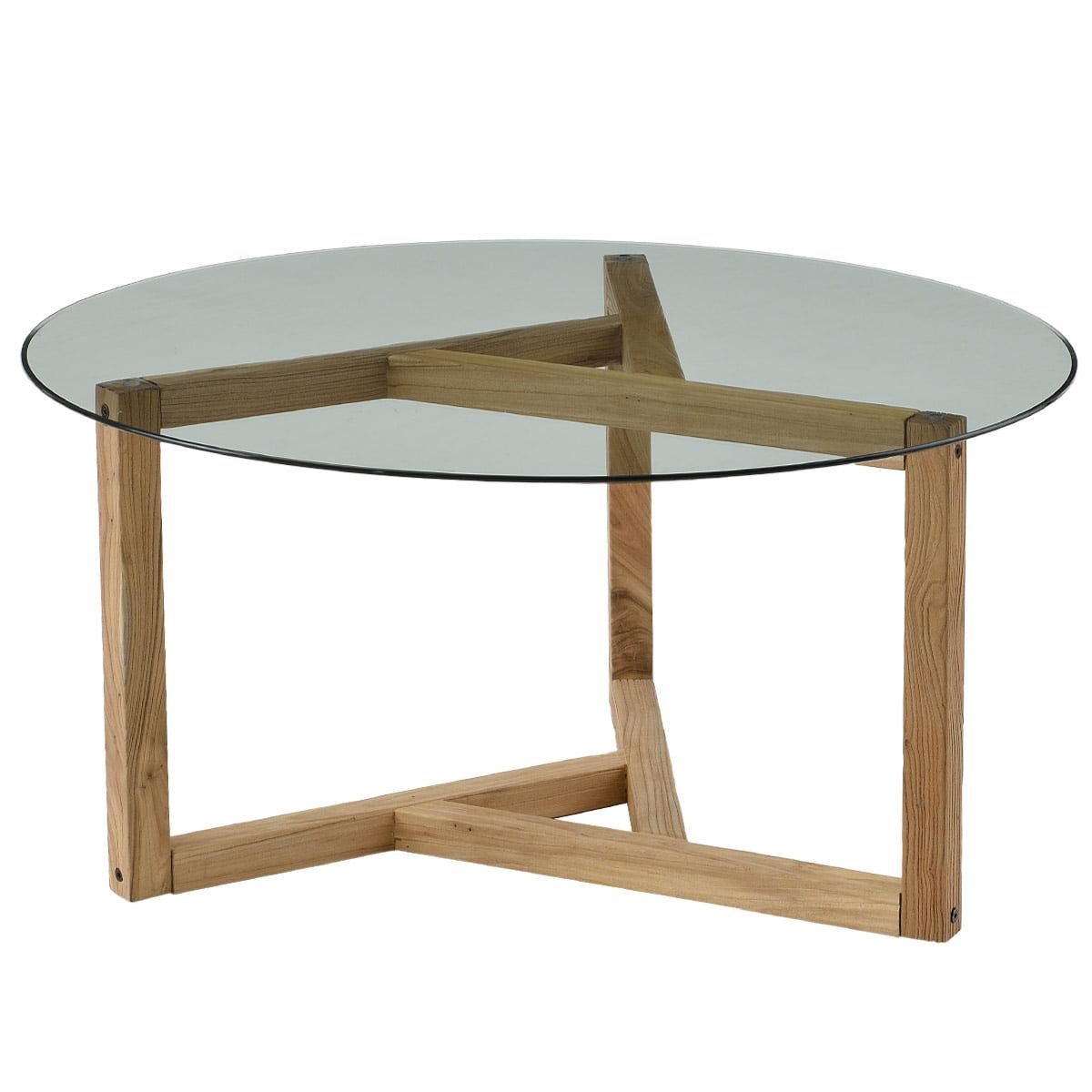 Kawell Round Glass Coffee Table Modern Cocktail Table Easy Assembly In Wood Tempered Glass Top Coffee Tables (Gallery 2 of 20)