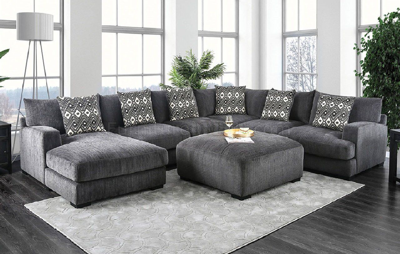 Kaylee Sectional Sofa Cm6587 In Gray Chenille W/options Regarding Chenille Sectional Sofas (Gallery 8 of 20)