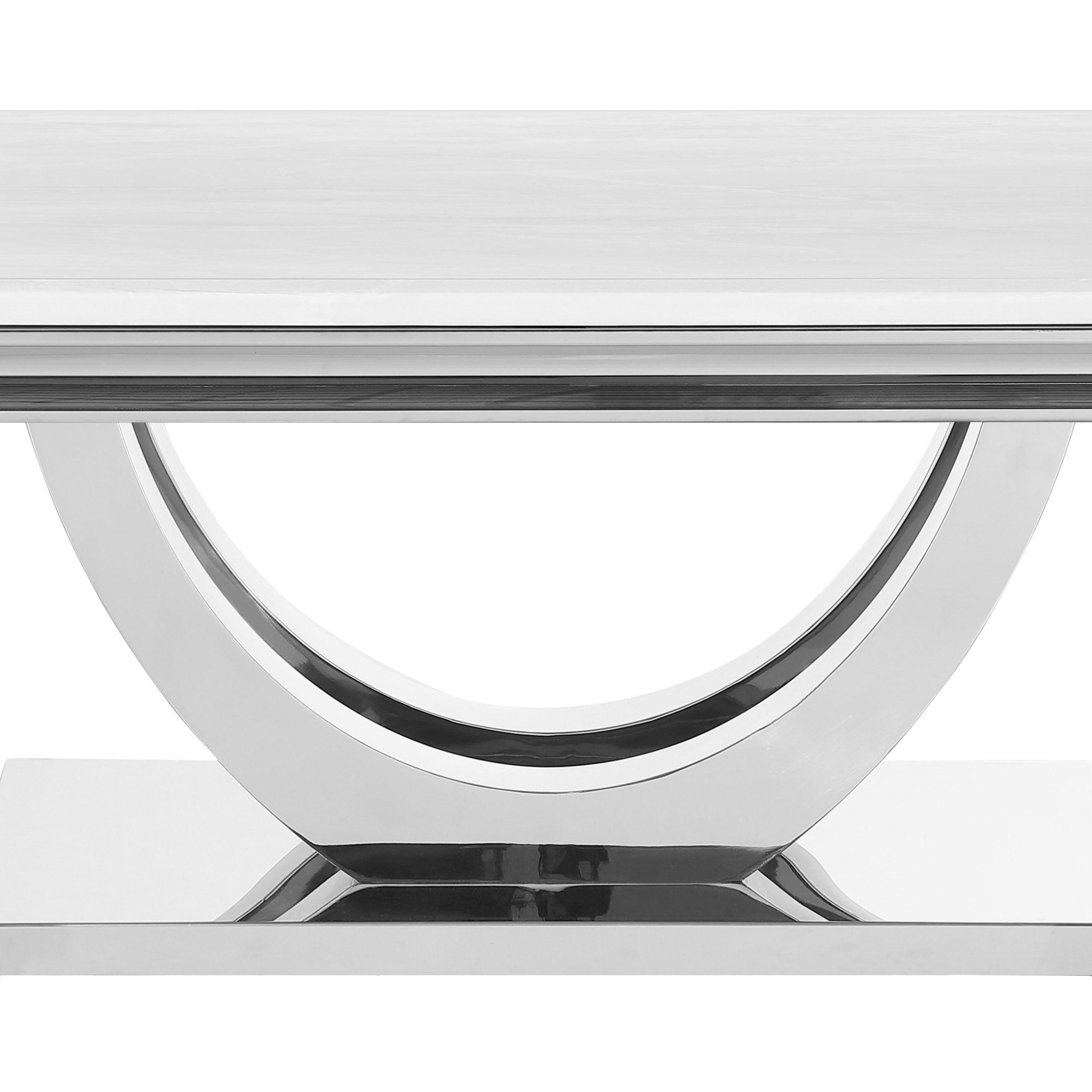 Kerwin U Base Rectangle Coffee Table White And Chrome – Coas With Regard To Rectangular Coffee Tables With Pedestal Bases (Gallery 20 of 20)
