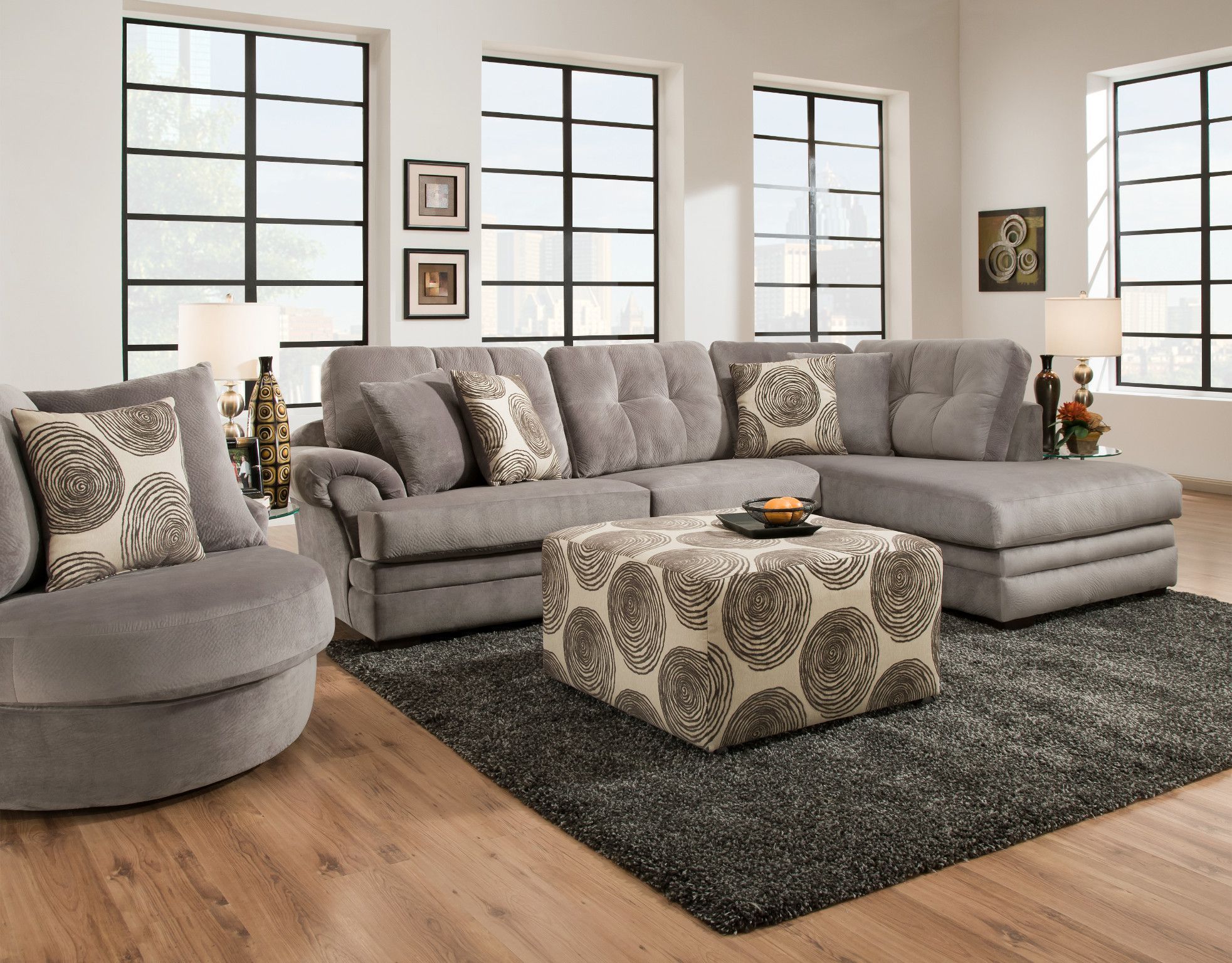 Knockout 2 Piece Sectional In Knockout Grey 16b3lf Left Facing Sofa Pertaining To Dark Gray Sectional Sofas (Gallery 18 of 20)