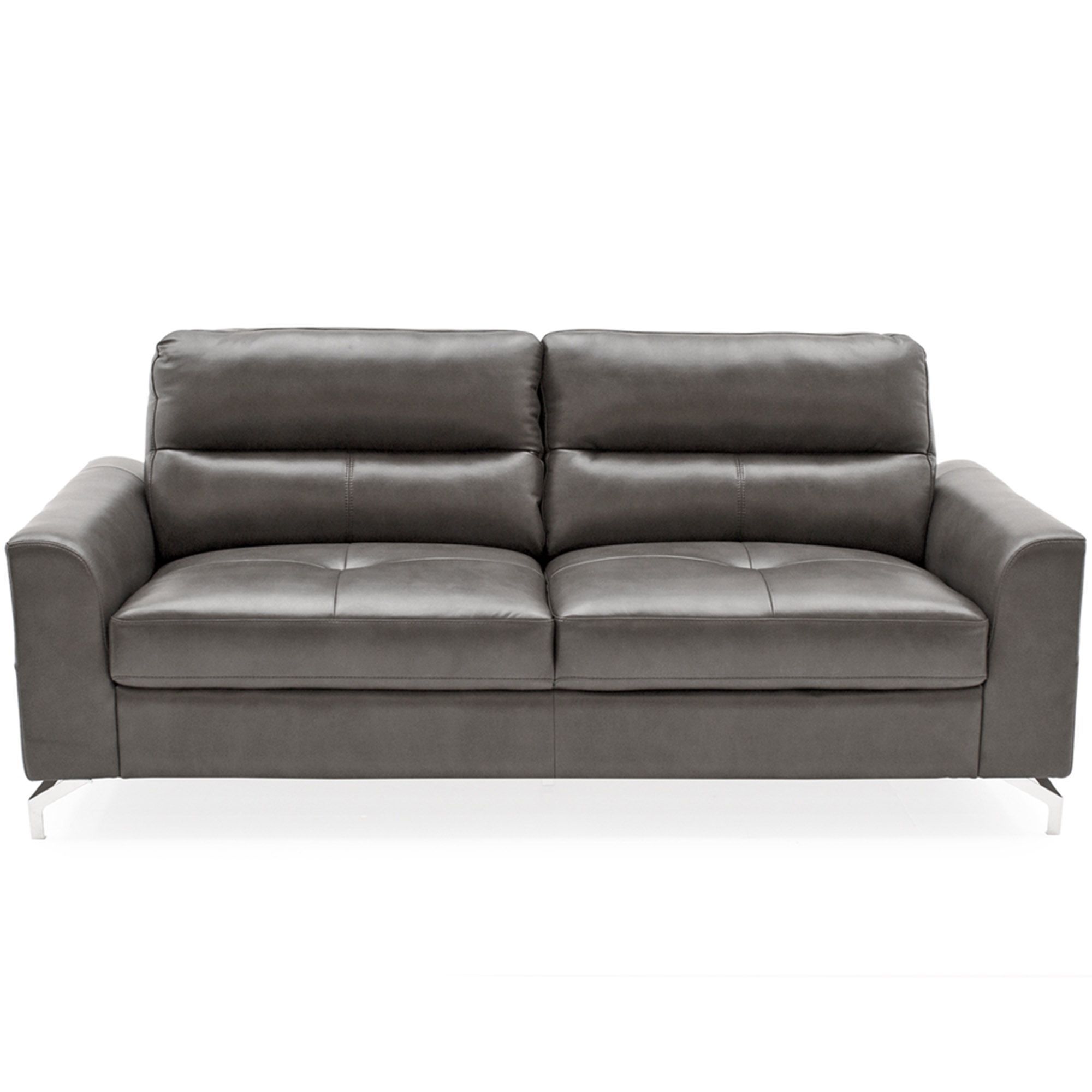 Lambro 3 Seater Sofa Grey Faux Leather – All Sofa Collections – Meubles Throughout Traditional 3 Seater Faux Leather Sofas (View 6 of 20)