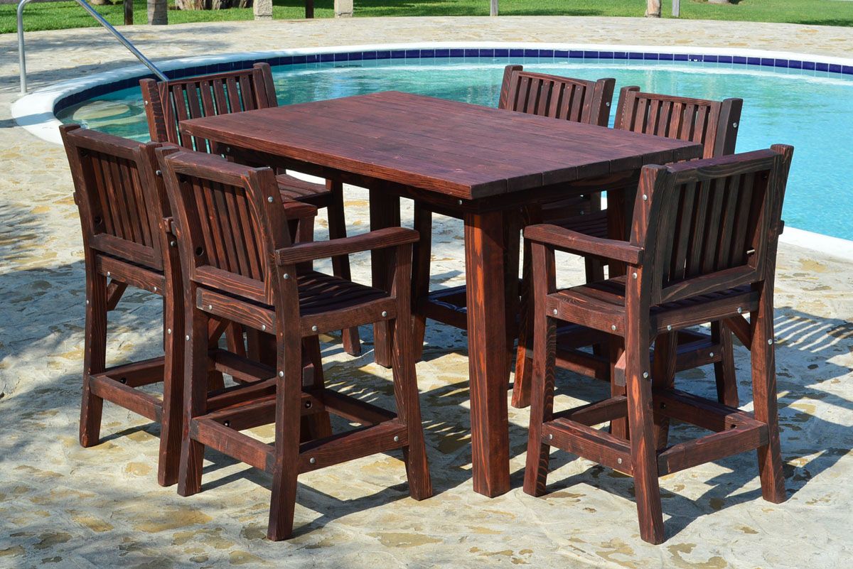 Large Outdoor Wood Cocktail Table, Custom Redwood Tables Intended For Natural Outdoor Cocktail Tables (Gallery 11 of 20)