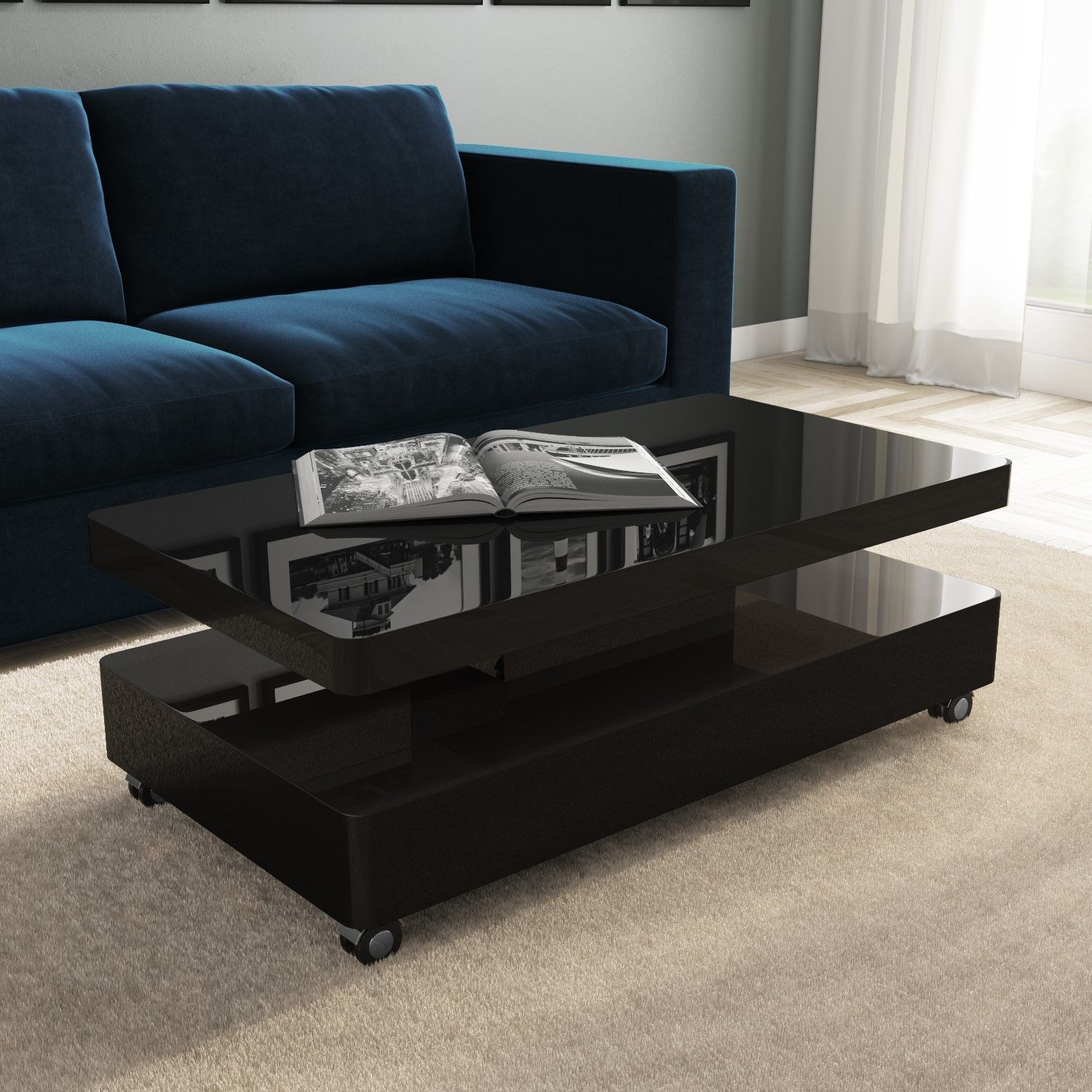 Large Rectangular Black Gloss Led Coffee Table – Tiffany – Furniture123 Within Rectangular Led Coffee Tables (Gallery 3 of 20)