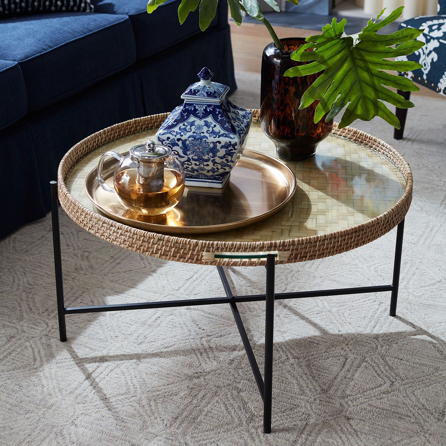 Larissa Natural & Black Tray Coffee Table – Pier1 In Detachable Tray Coffee Tables (Gallery 16 of 20)