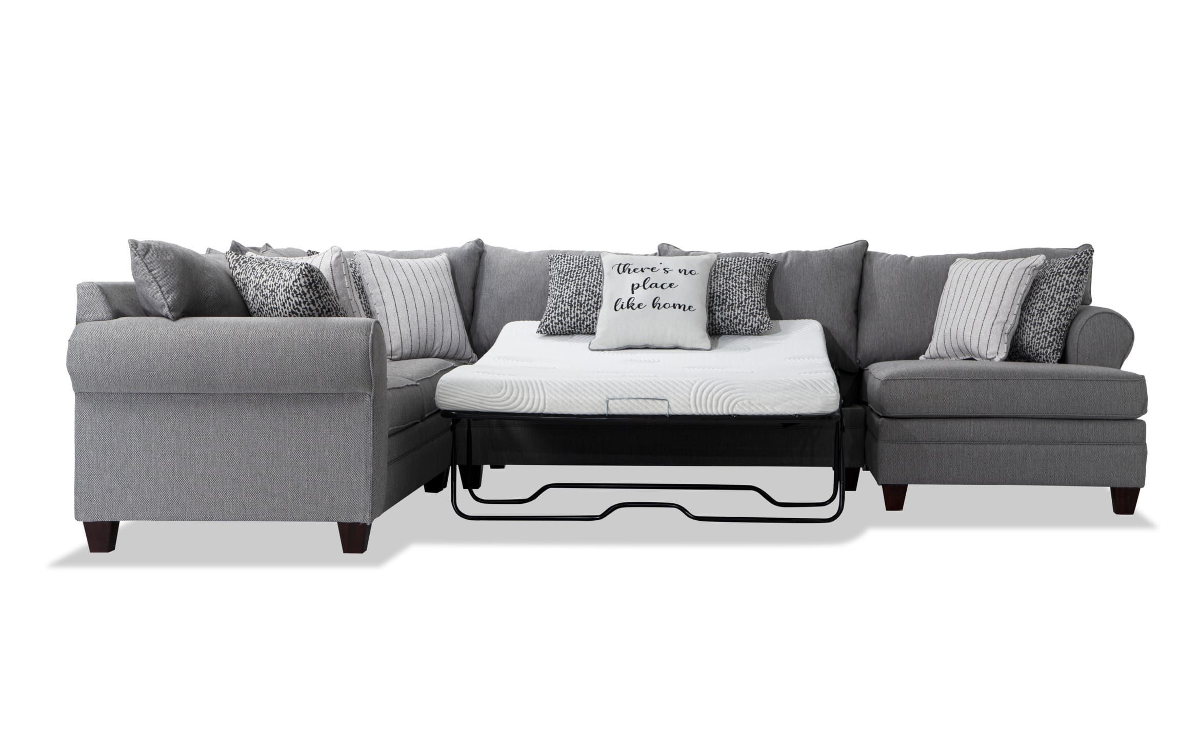 Laurel Gray 4 Piece Bob O Pedic Left Arm Facing Sleeper Sectional For Left Or Right Facing Sleeper Sectionals (View 7 of 21)